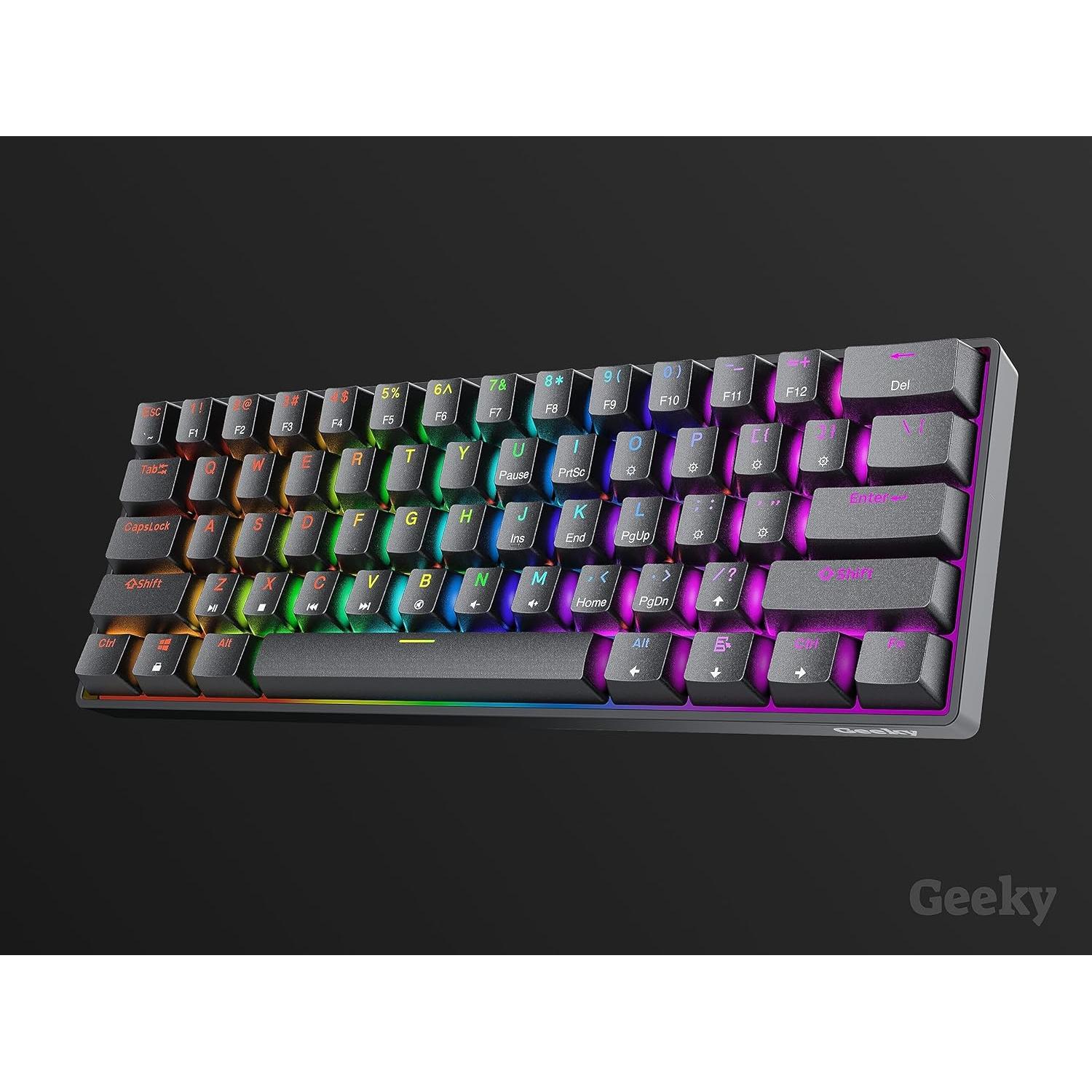 Teclado Mecánico Geeky GK61 60% RGB Intercambiable