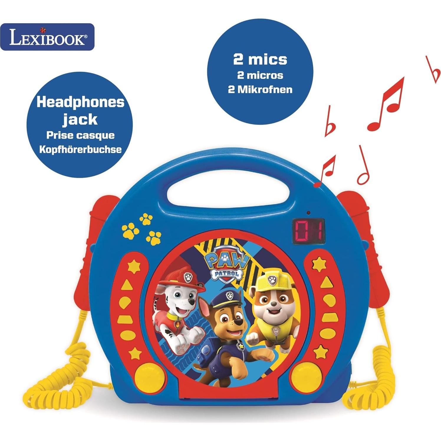 Reproductor de Karaoke Lexibook Paw Patrol 2 Micrófonos