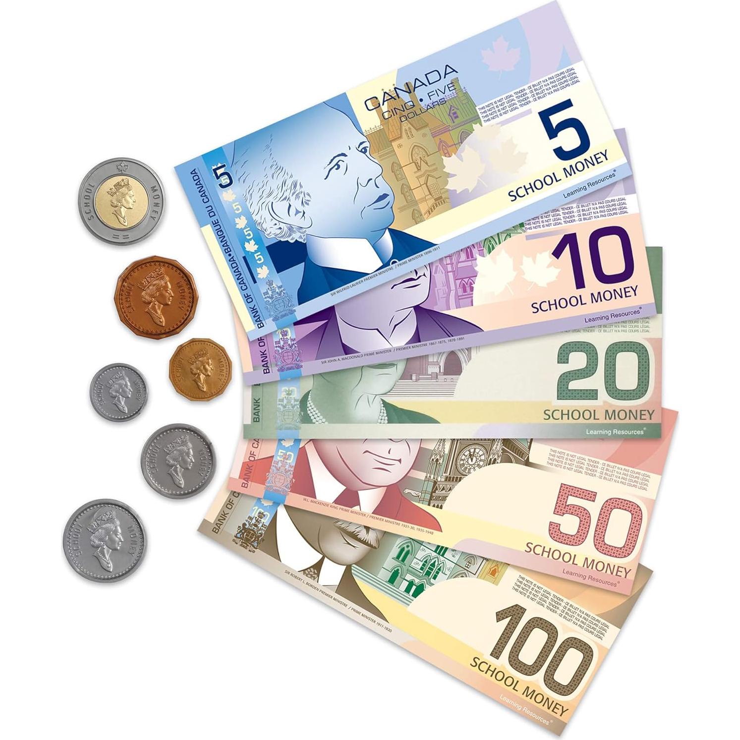 Dinero de Juego Canadiense Recursos de Aprendizaje 211 Piezas