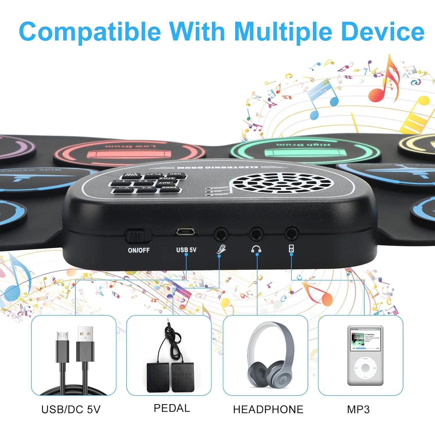 Batería Electrónica Marrilley MD101 9 Pads Plegable con Altavoz