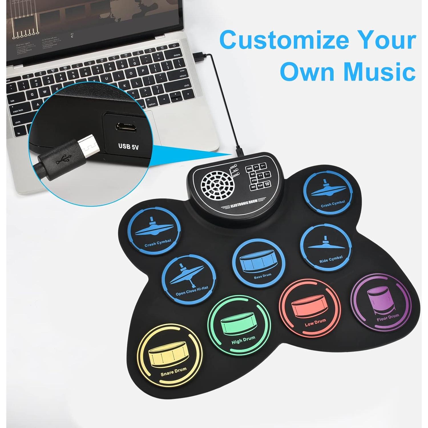 Batería Electrónica Marrilley MD101 9 Pads Plegable con Altavoz