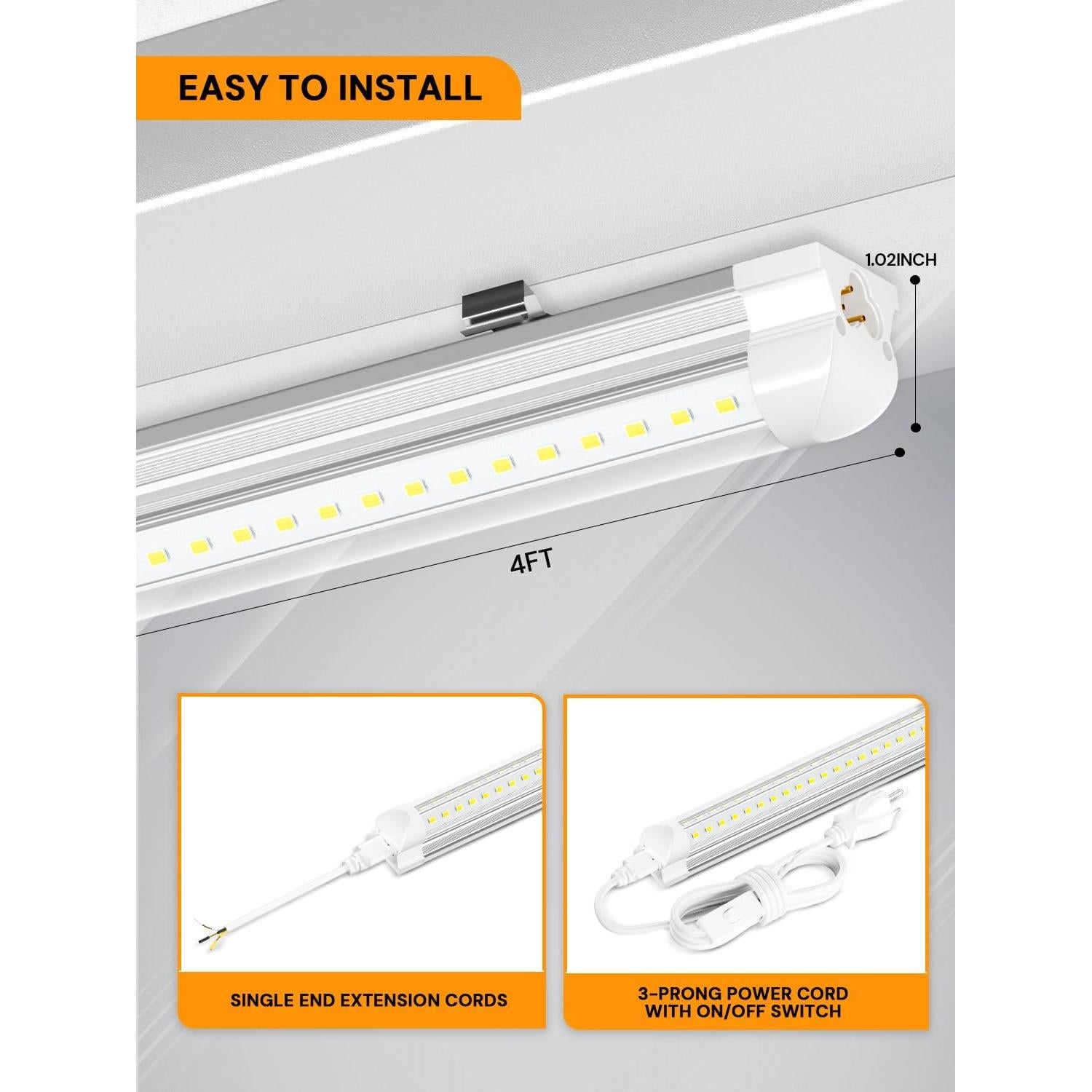 Luz de Taller LED ONLYLUX 4FT 36W 5000lm Conectable 10 Pzas