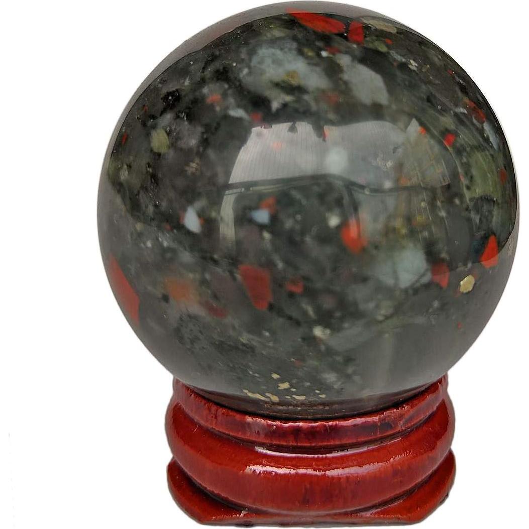 Esfera de Cristal Sanador 40 mm Loveliome Piedra de Sangre