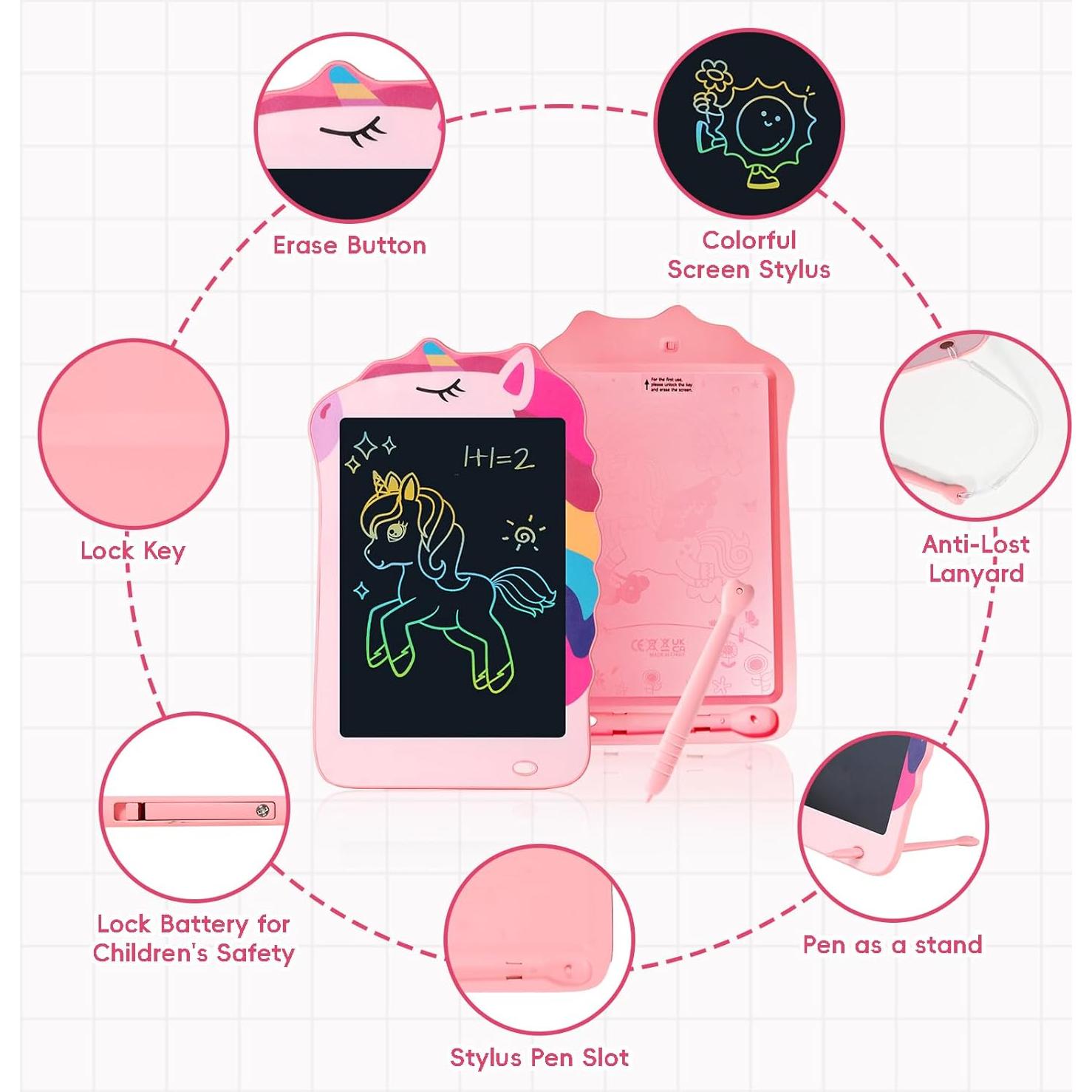 Tableta de Escritura LCD Decute Unicornio 8.5" Rosa