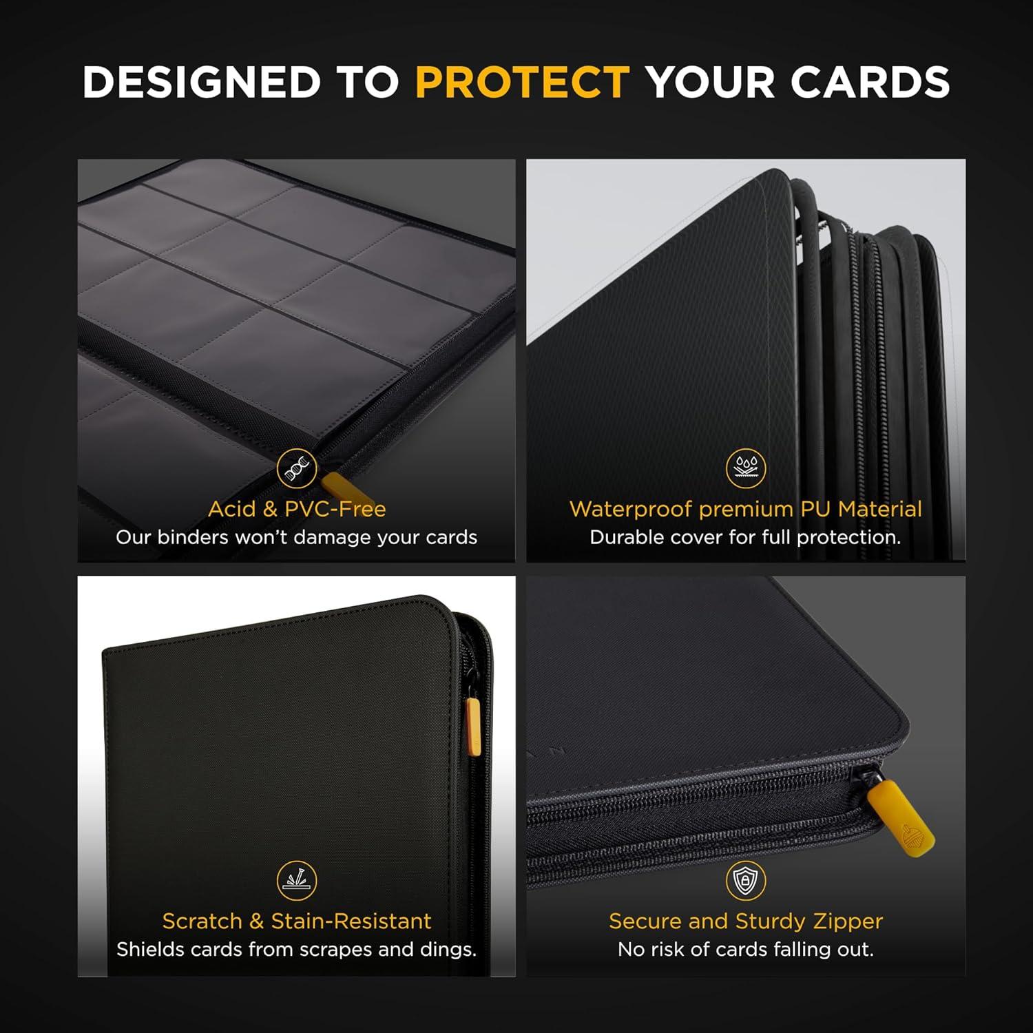 Carpeta Premium de 9 Bolsillos Guardián de Cartas Negra - 360 Cartas