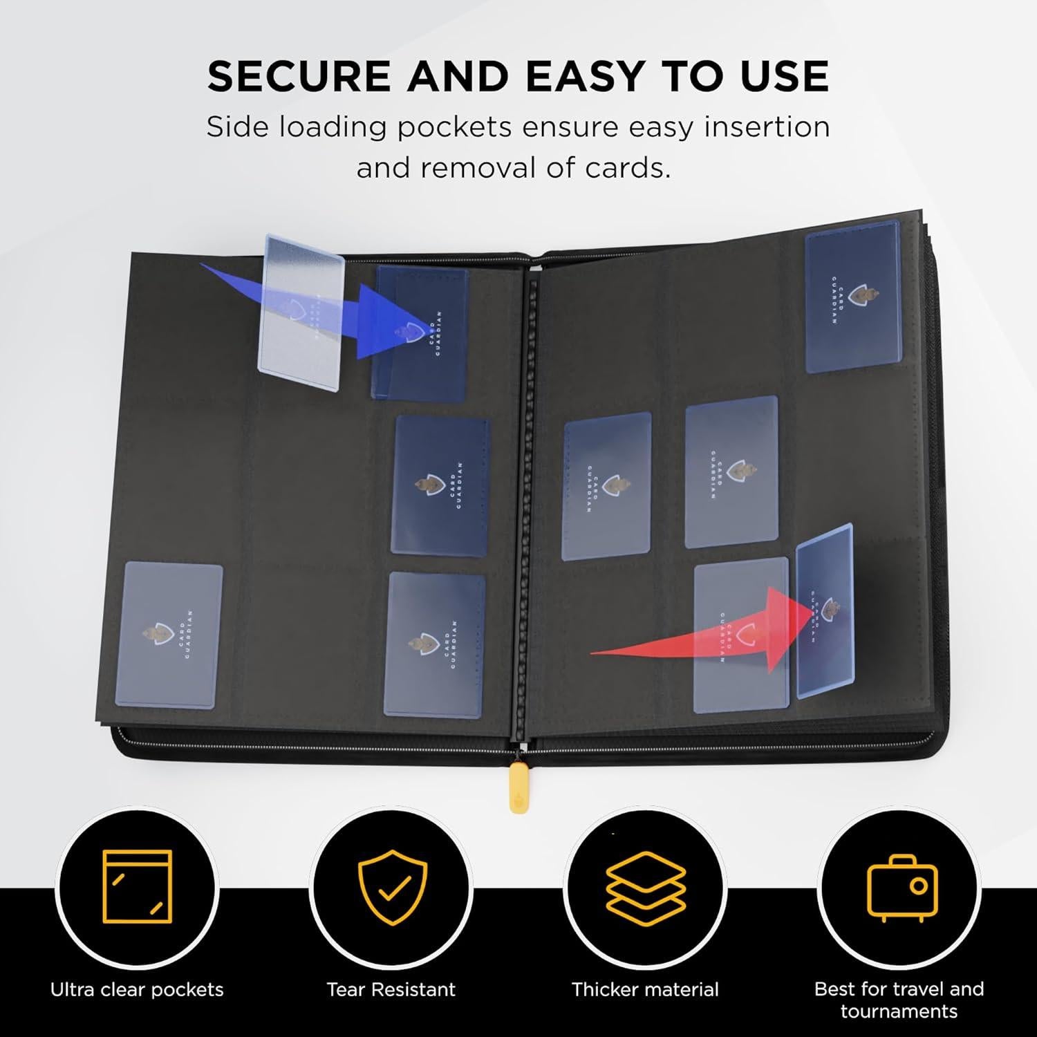 Carpeta Premium de 9 Bolsillos Guardián de Cartas Negra - 360 Cartas