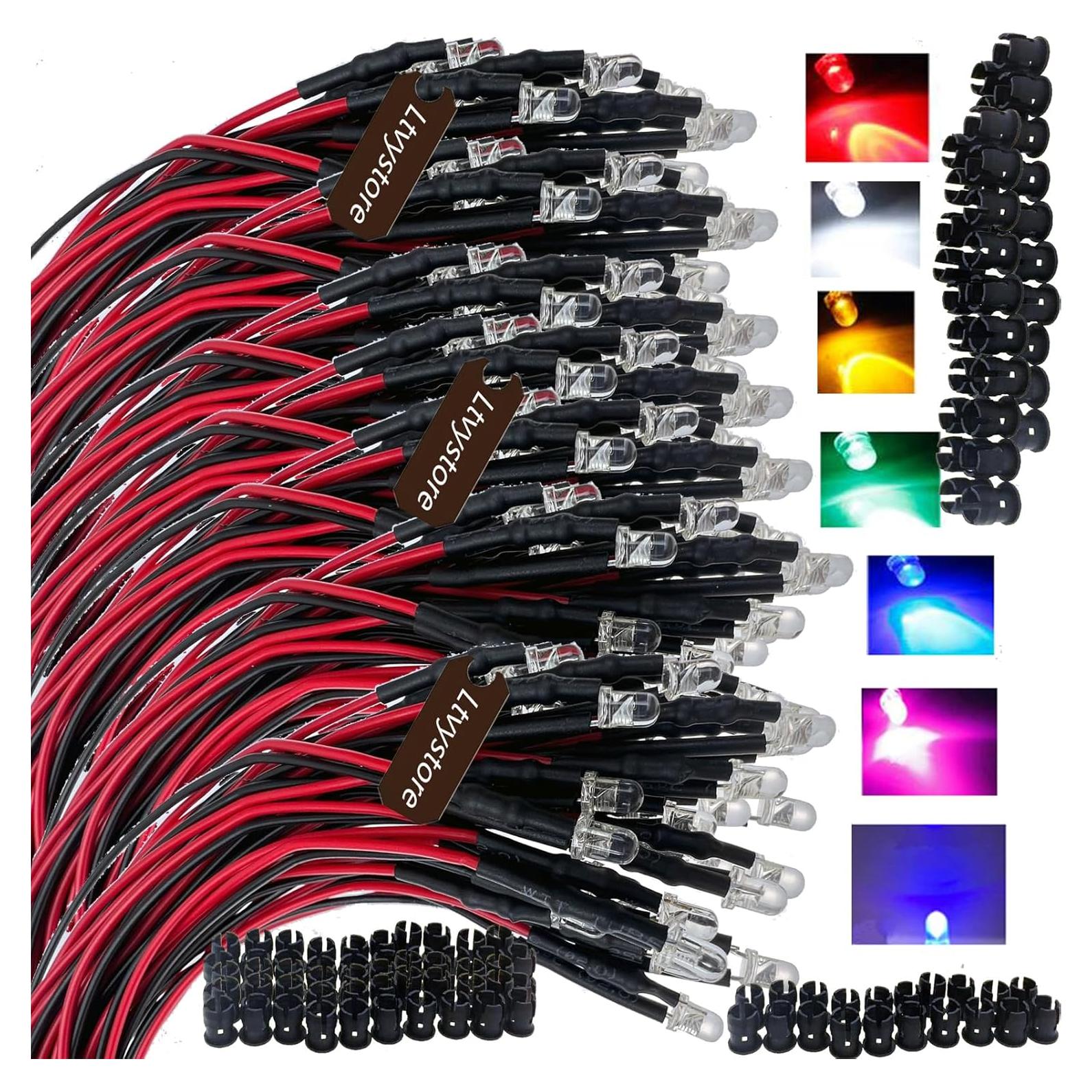 Kit 210 Pcs Diodos LED 3MM Pre Cableados 12V Ltvystore