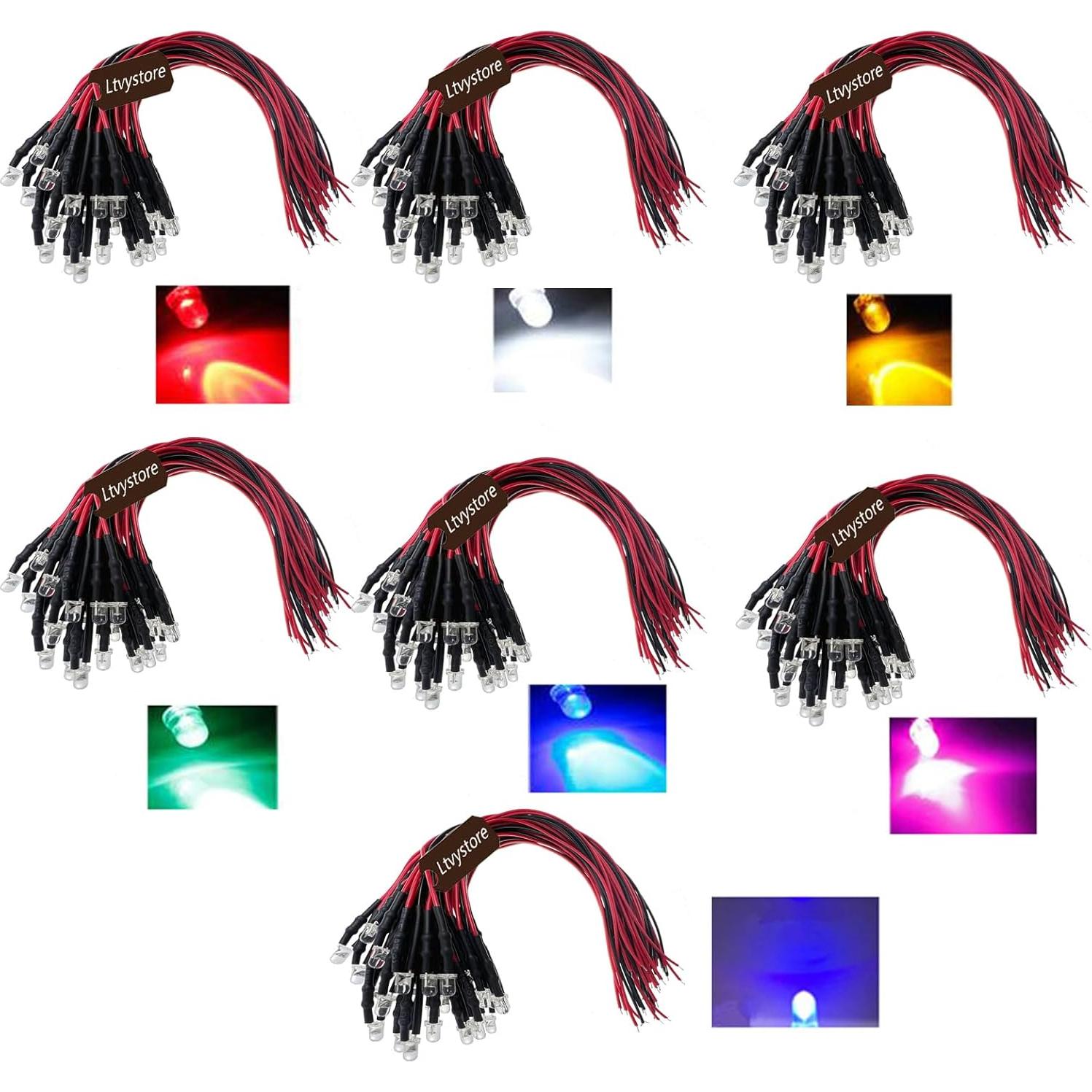 Kit 210 Pcs Diodos LED 3MM Pre Cableados 12V Ltvystore