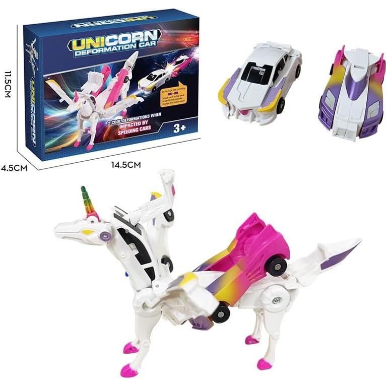 Juguete Transformador Robot Coche Unicornio Fogsea Rosa