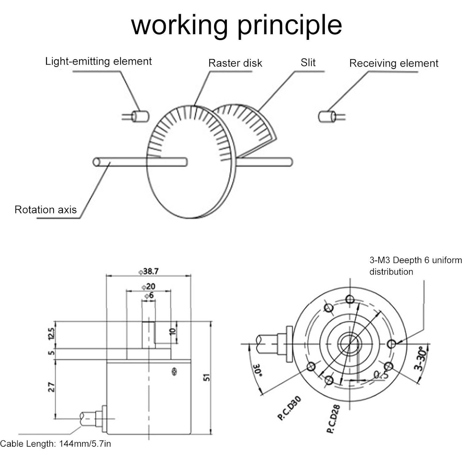 Codificador Rotativo Incremental Hilitand 1000Z 5-24V DC Eje Sólido