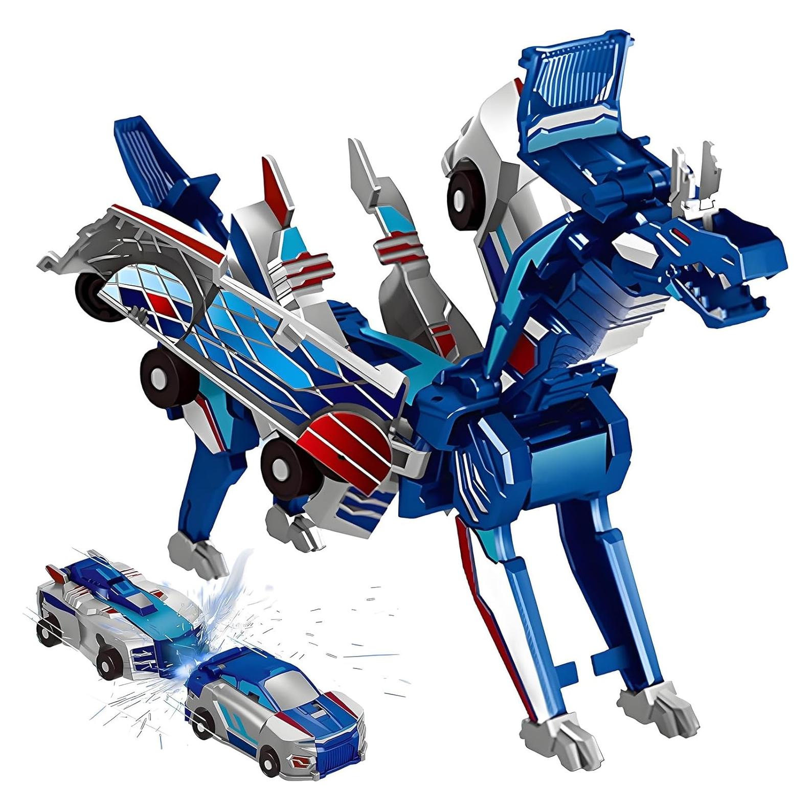 Coche Transformador Dinosaurio Liluwushe Azul 13.5x11.5cm