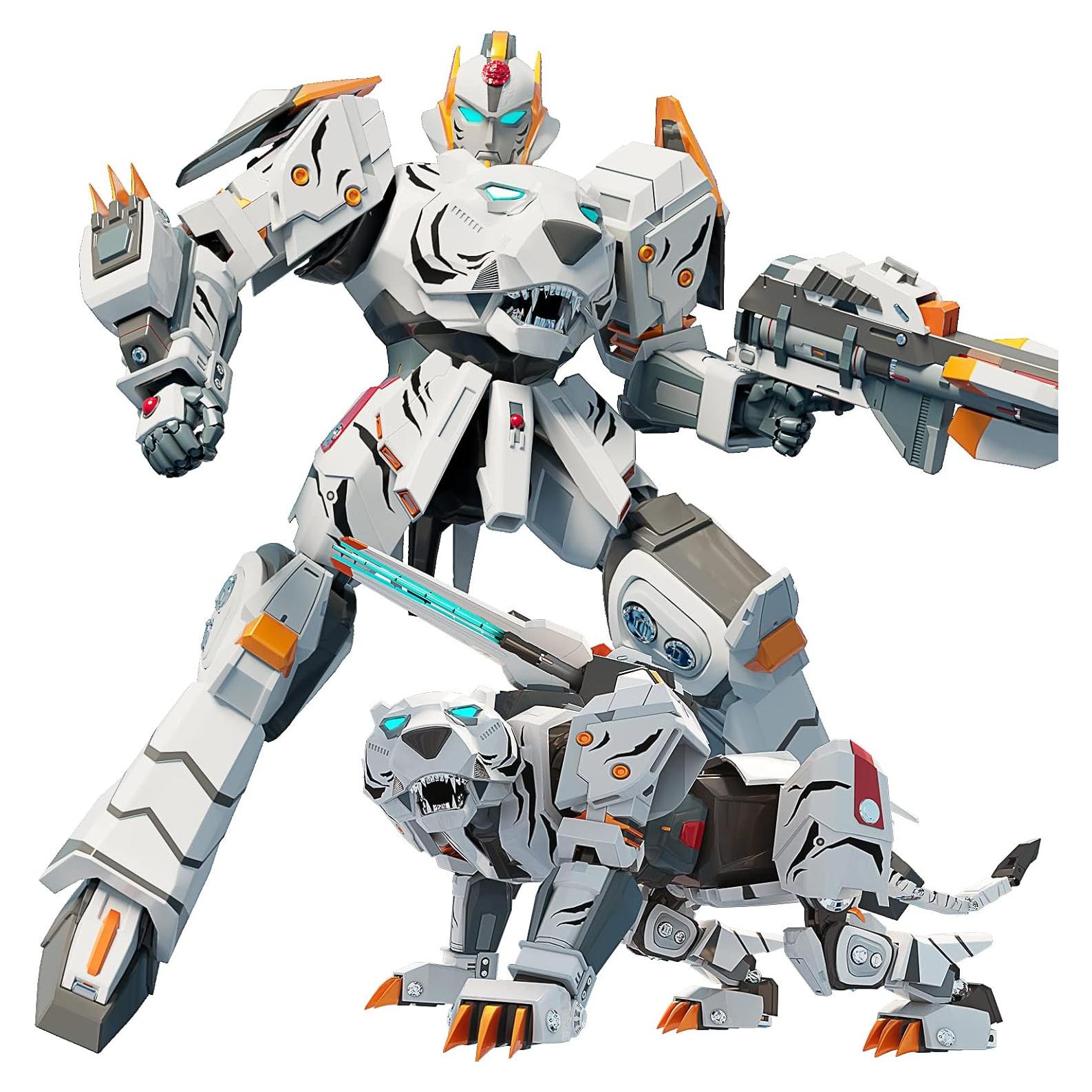 Juguete Robot Transformador Tigre Blanco STOULKD 25.4 cm