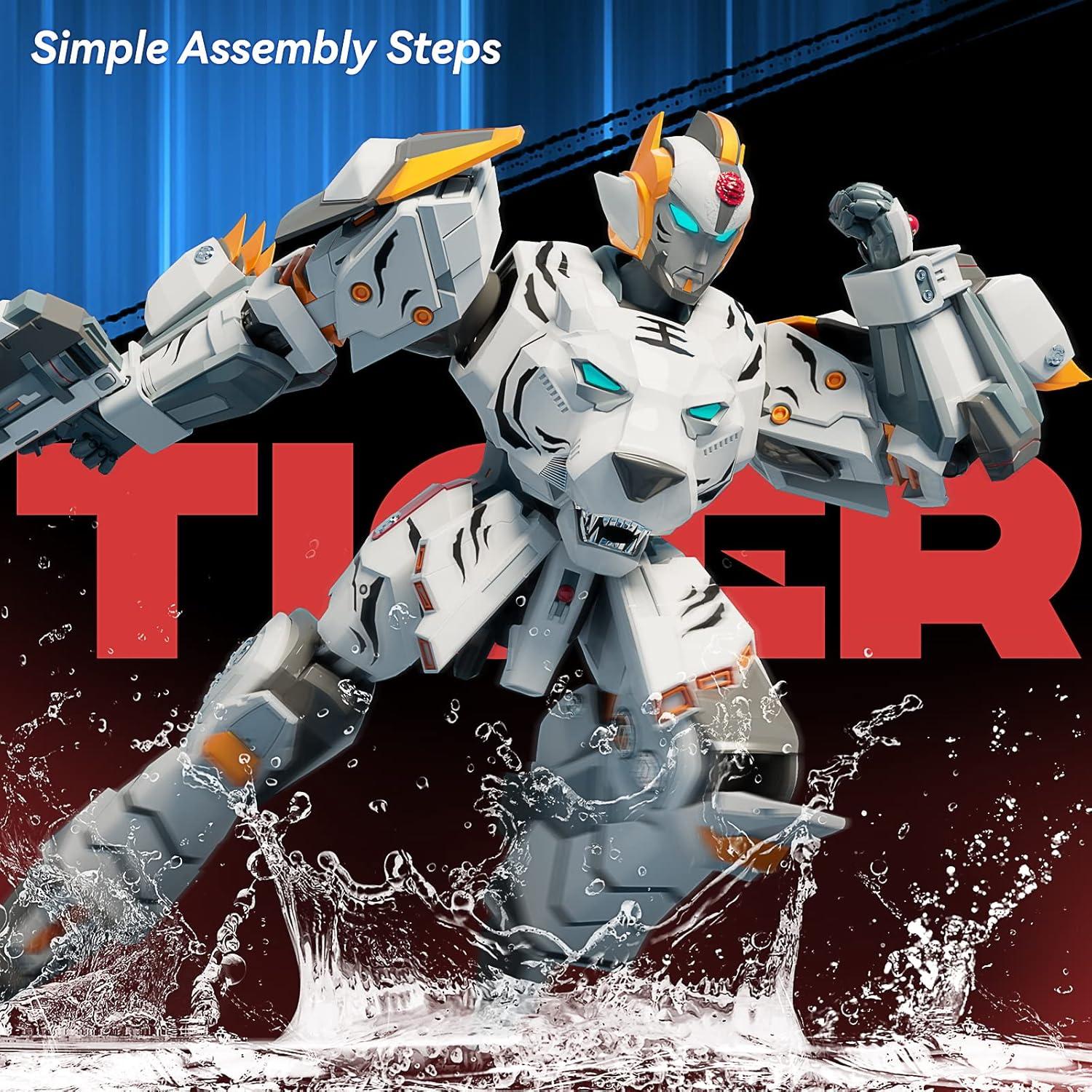 Juguete Robot Transformador Tigre Blanco STOULKD 25.4 cm