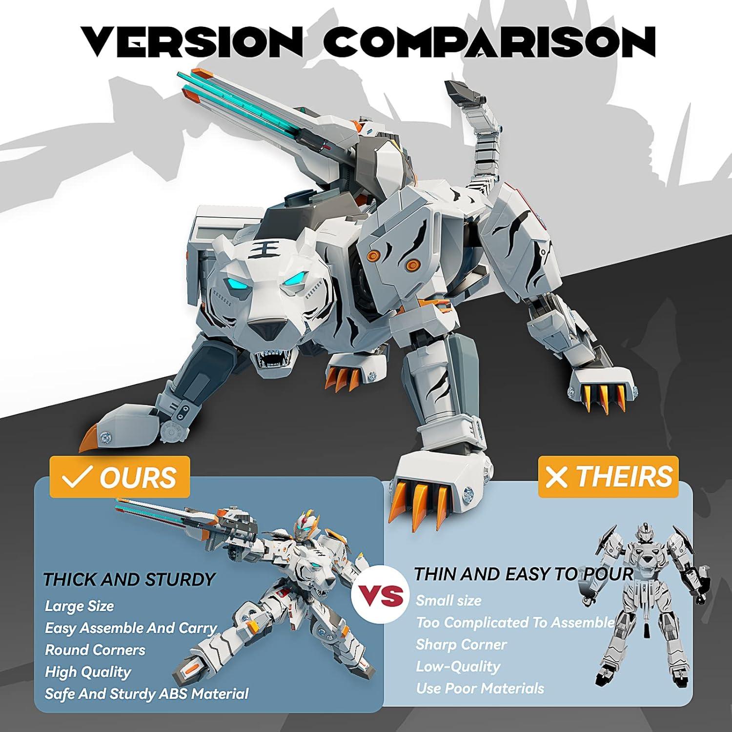 Juguete Robot Transformador Tigre Blanco STOULKD 25.4 cm