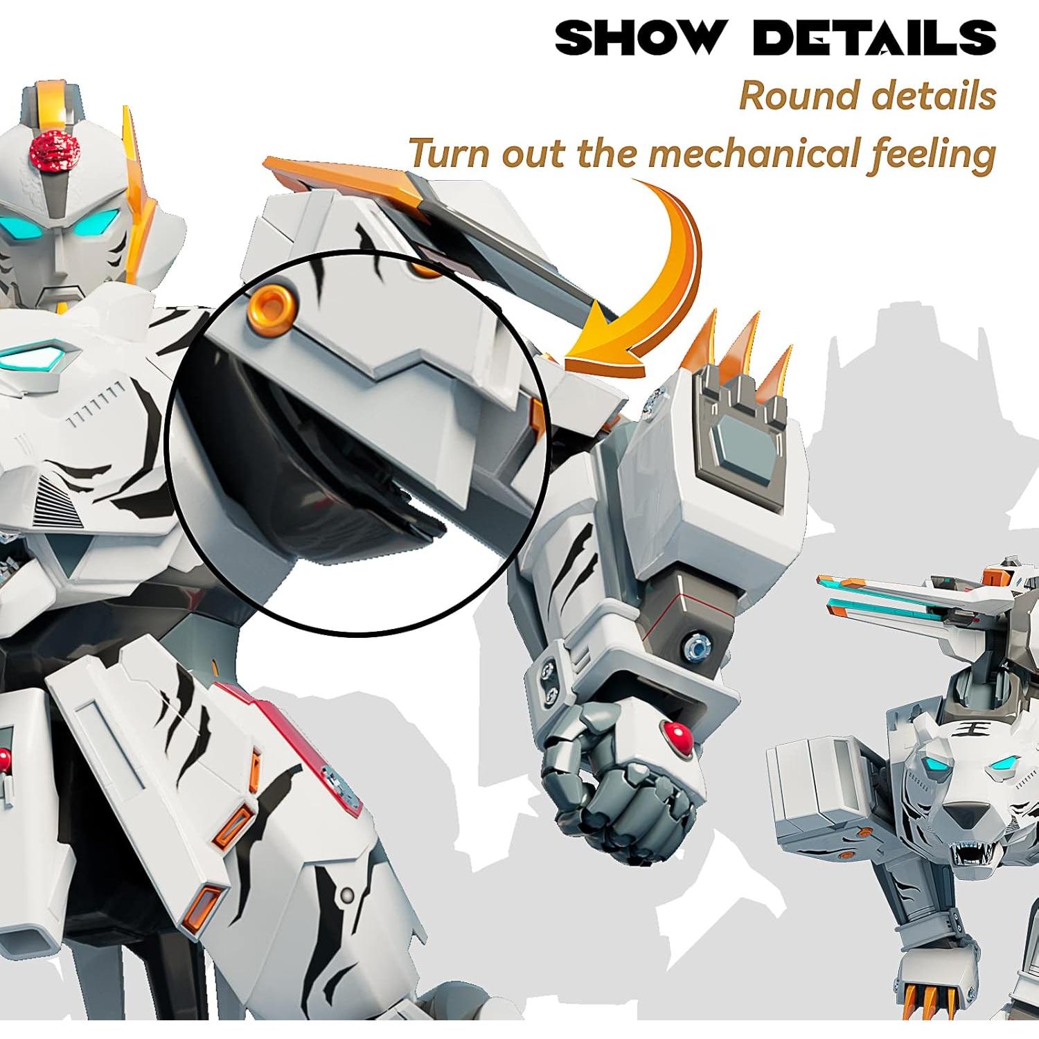 Juguete Robot Transformador Tigre Blanco STOULKD 25.4 cm