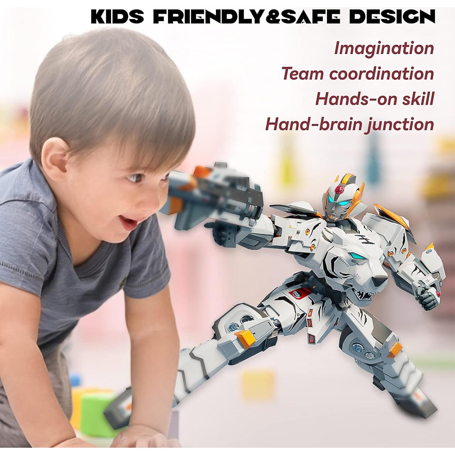 Juguete Robot Transformador Tigre Blanco STOULKD 25.4 cm