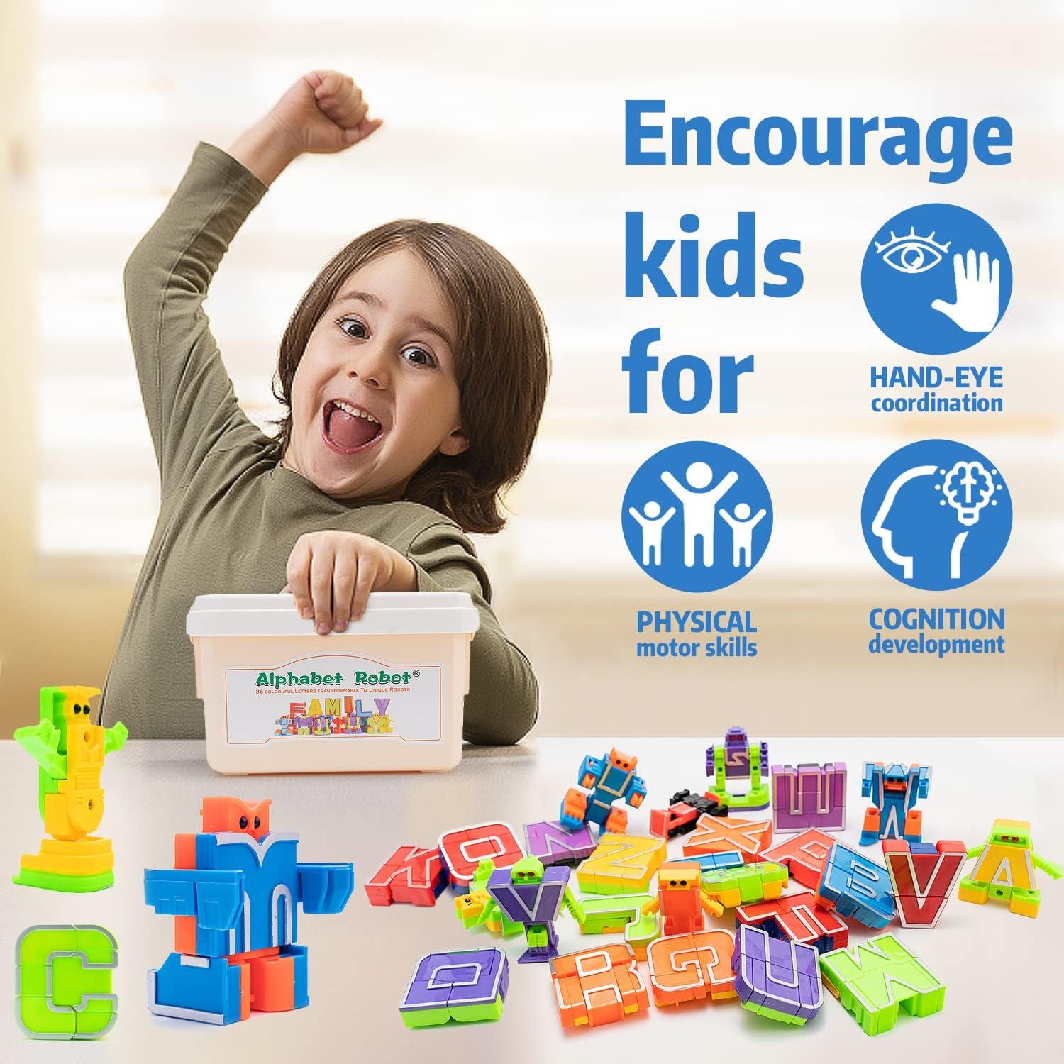 26 Piezas Robots del Alfabeto Alphabots para Niños 3-5 Años