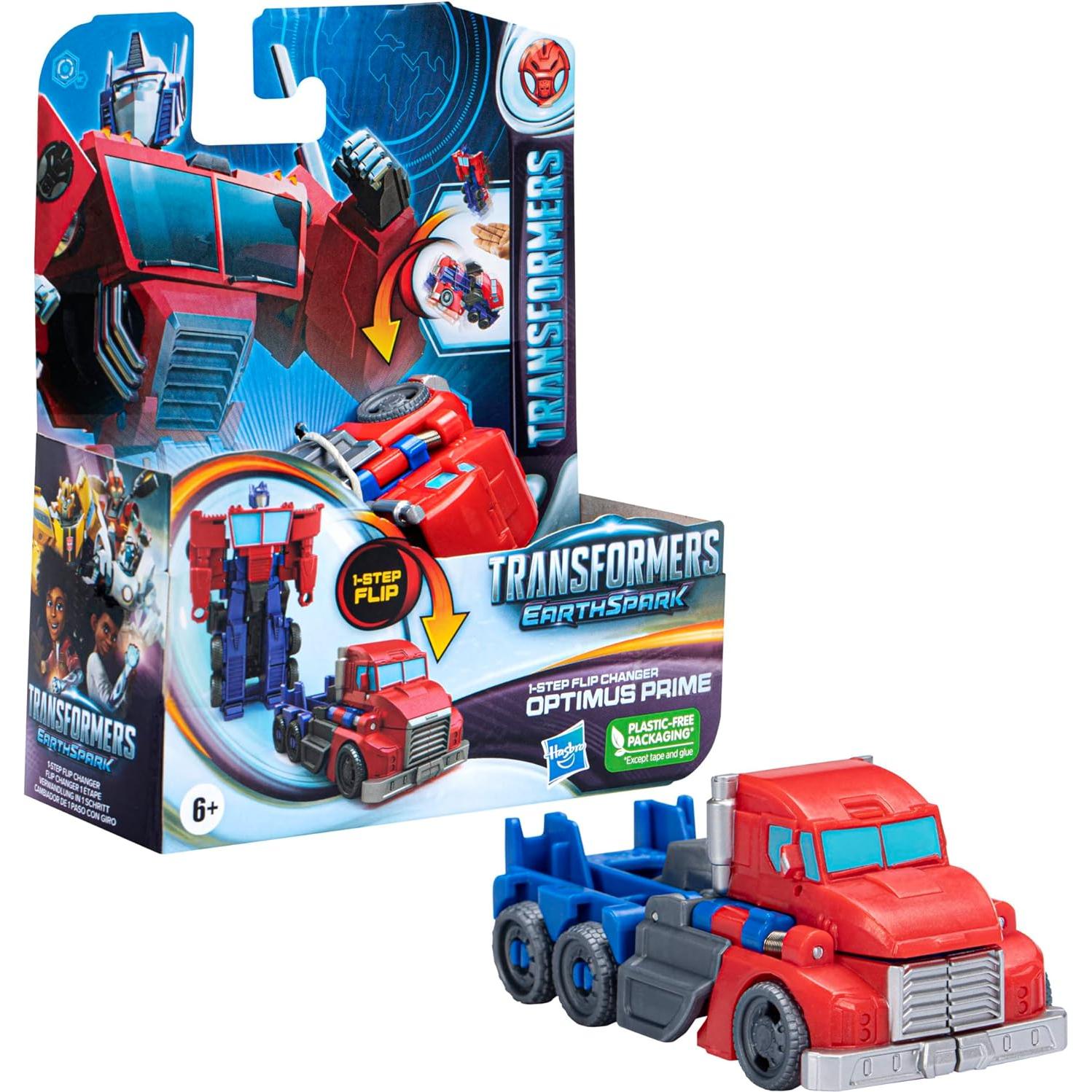 Transformers Juguete Optimus Prime EarthSpark 10 cm 1 Paso Flip