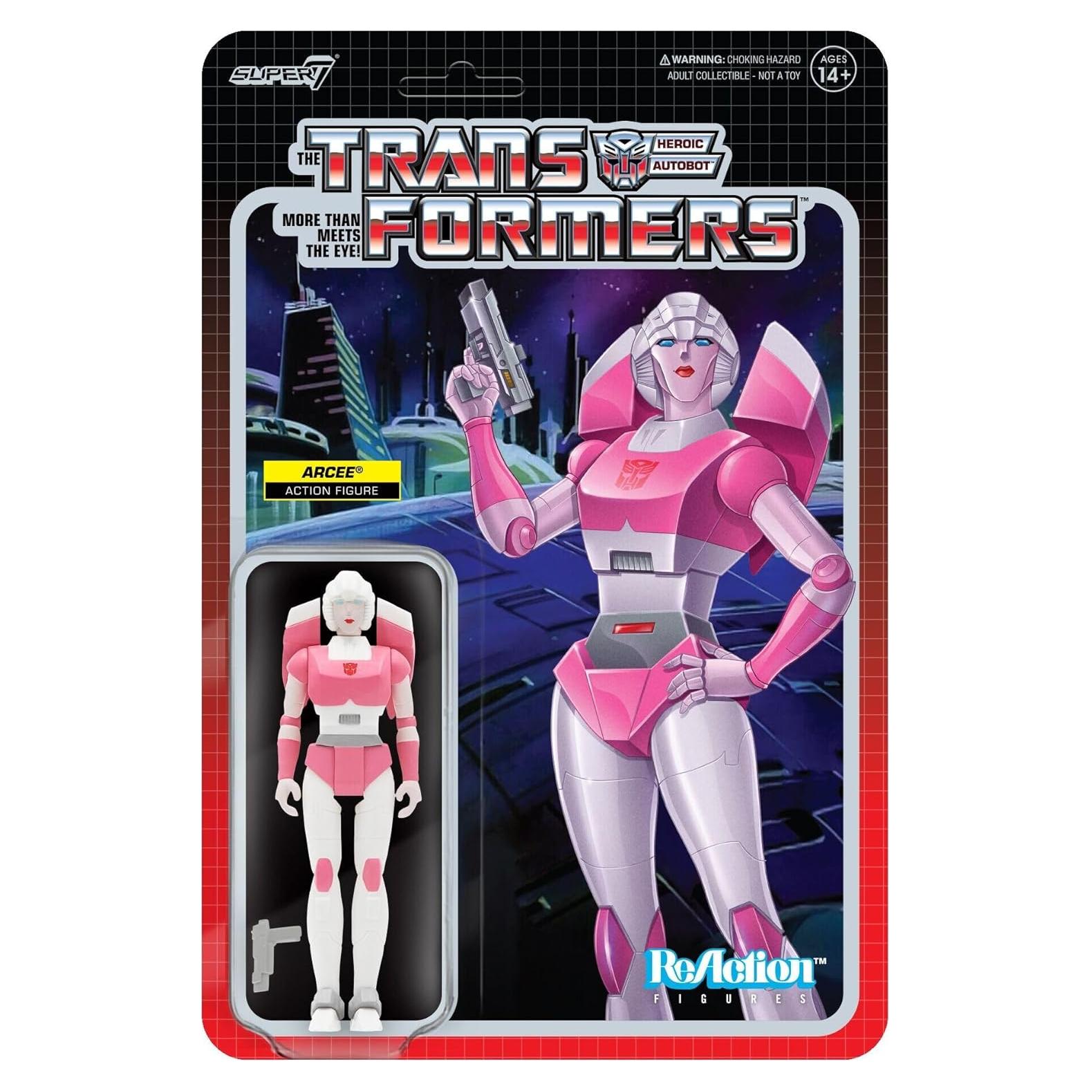Figura de Acción Transformers Super7 Arcee 9.53 cm con Bláster
