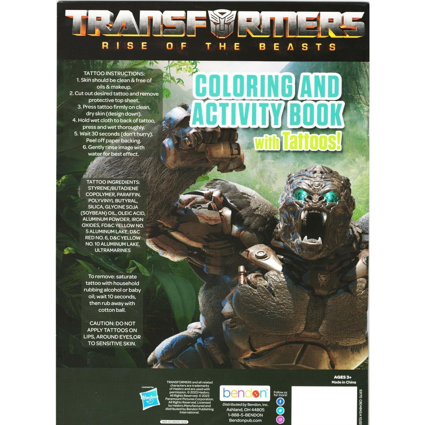 Conjunto de Colorear Transformers Bendon - Libro y Pegatinas 3D