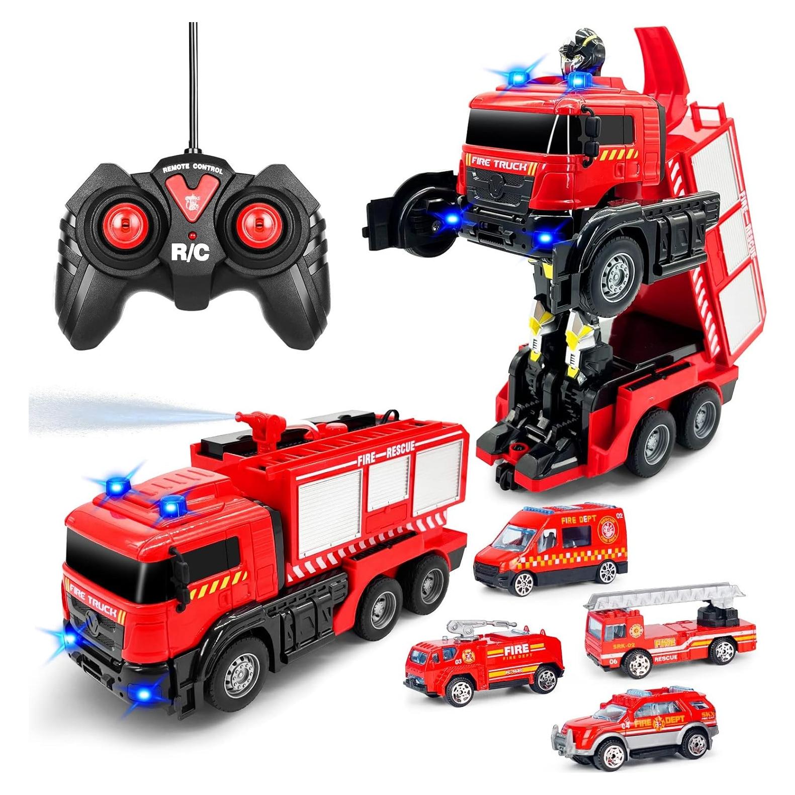 Camión de Bomberos RC LY con Rociador de Agua y 3 Mini Camiones