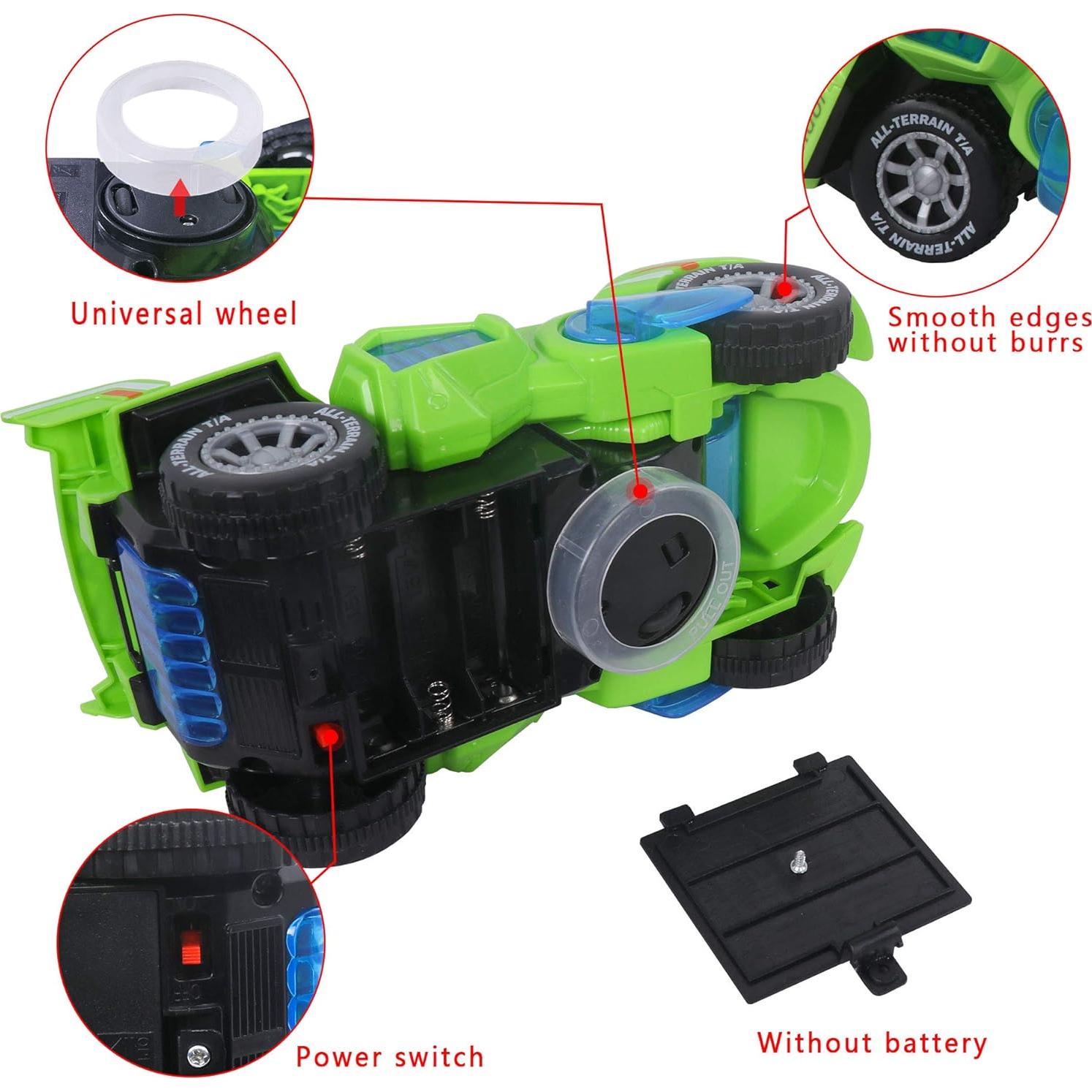 Coche Transformador Dinosaurio Rindol con Luz LED y Música - Verde