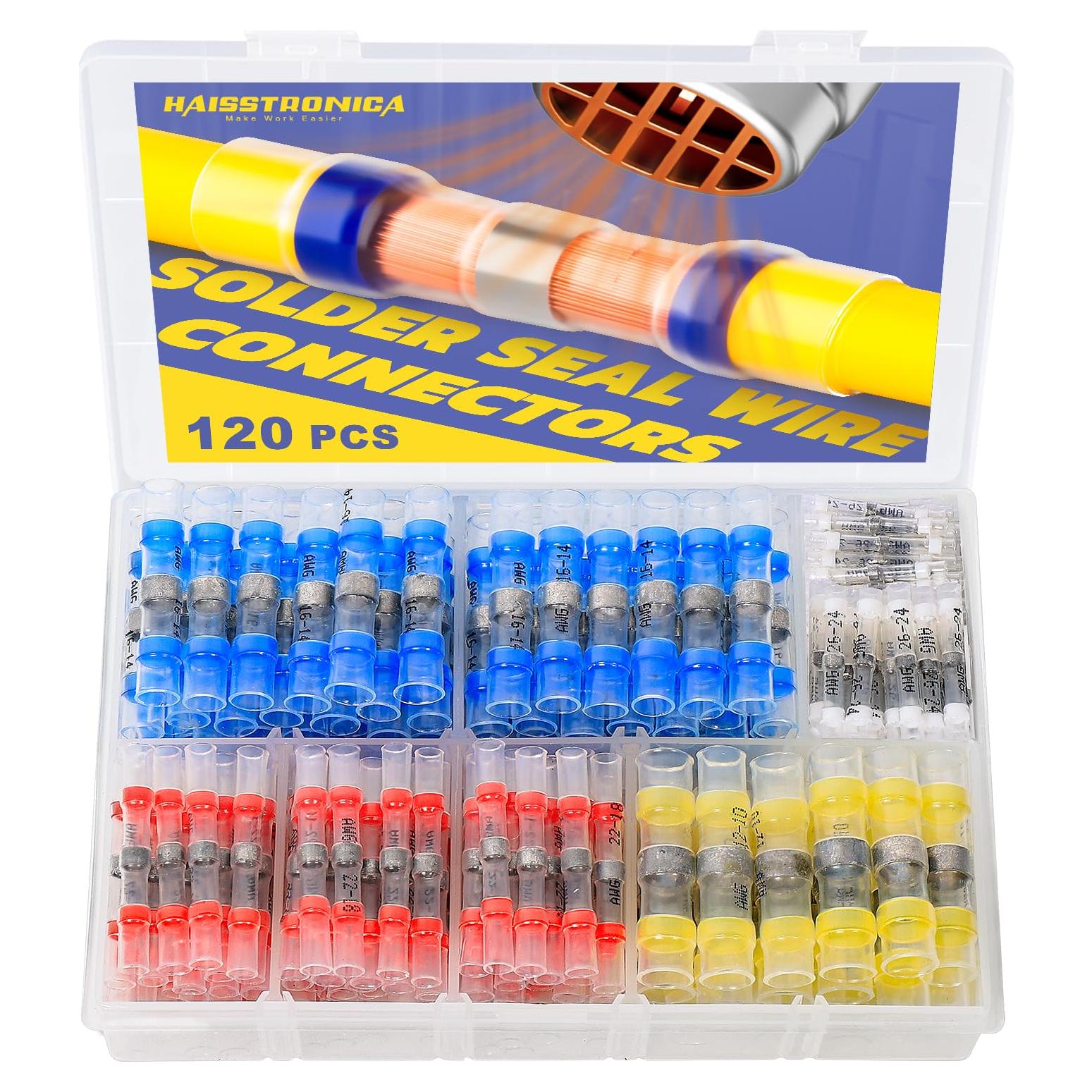 Kit de 120 Conectores de Cable Haisstronica con Sello de Soldadura