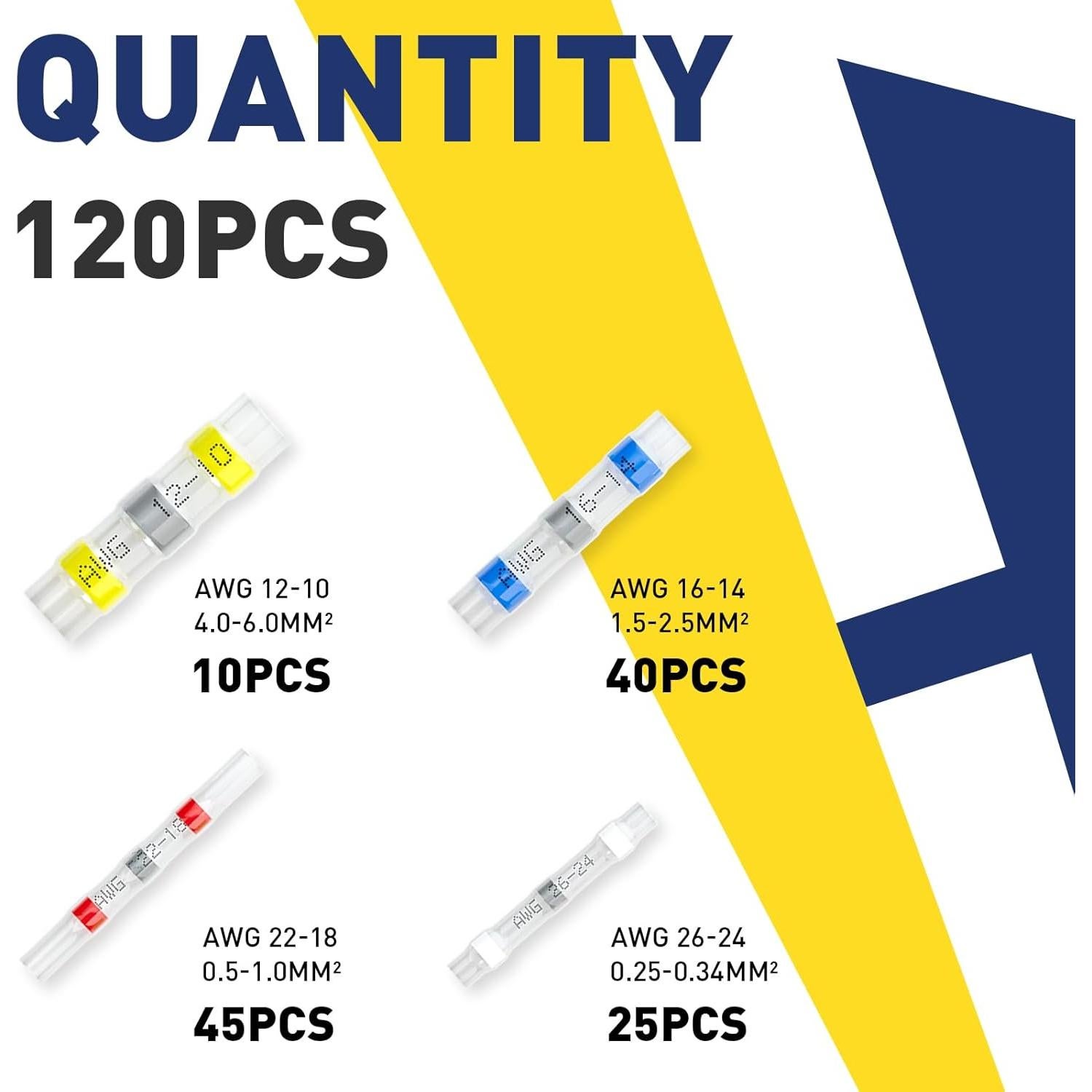 Kit de 120 Conectores de Cable Haisstronica con Sello de Soldadura