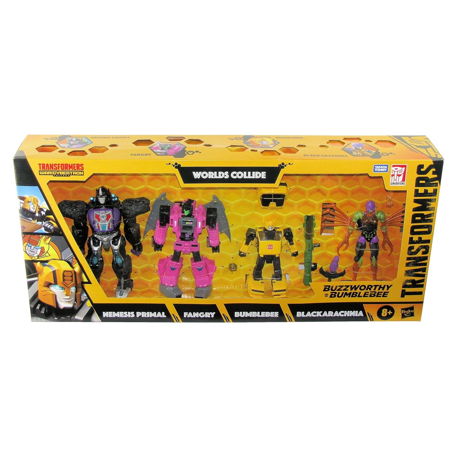 Transformers Buzzworthy Bumblebee 4-Pack Hasbro - Nemesis Primal, Fangry, Bumblebee, Blackarachnia