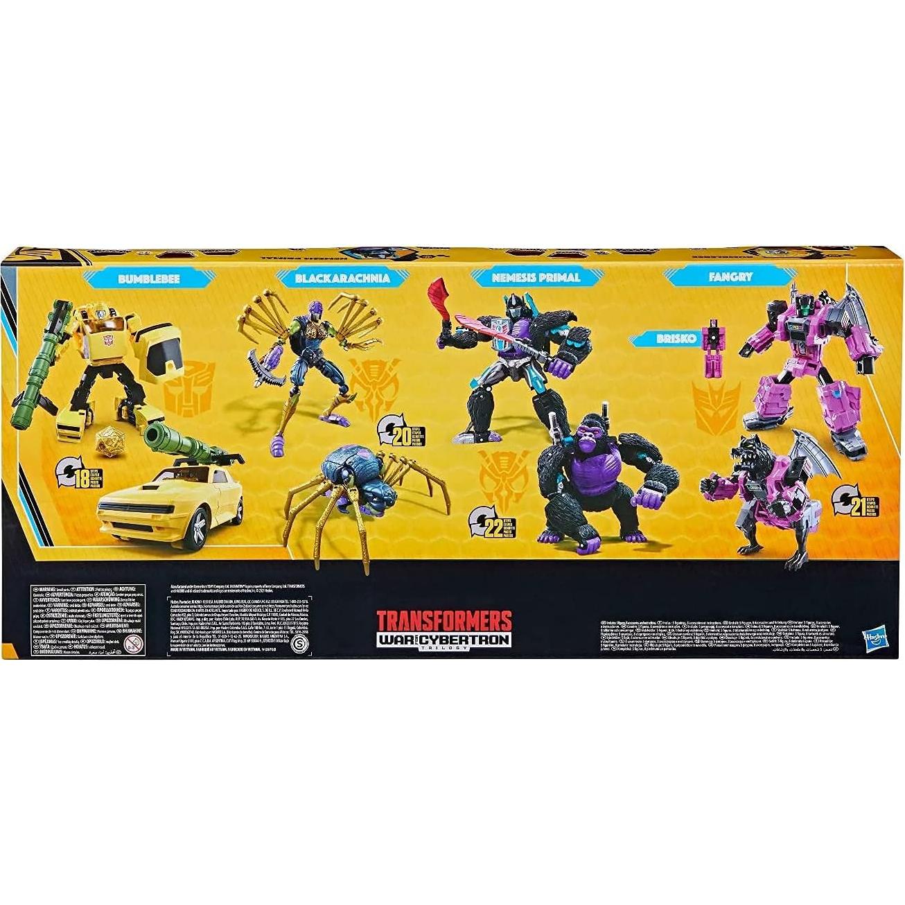 Transformers Buzzworthy Bumblebee 4-Pack Hasbro - Nemesis Primal, Fangry, Bumblebee, Blackarachnia