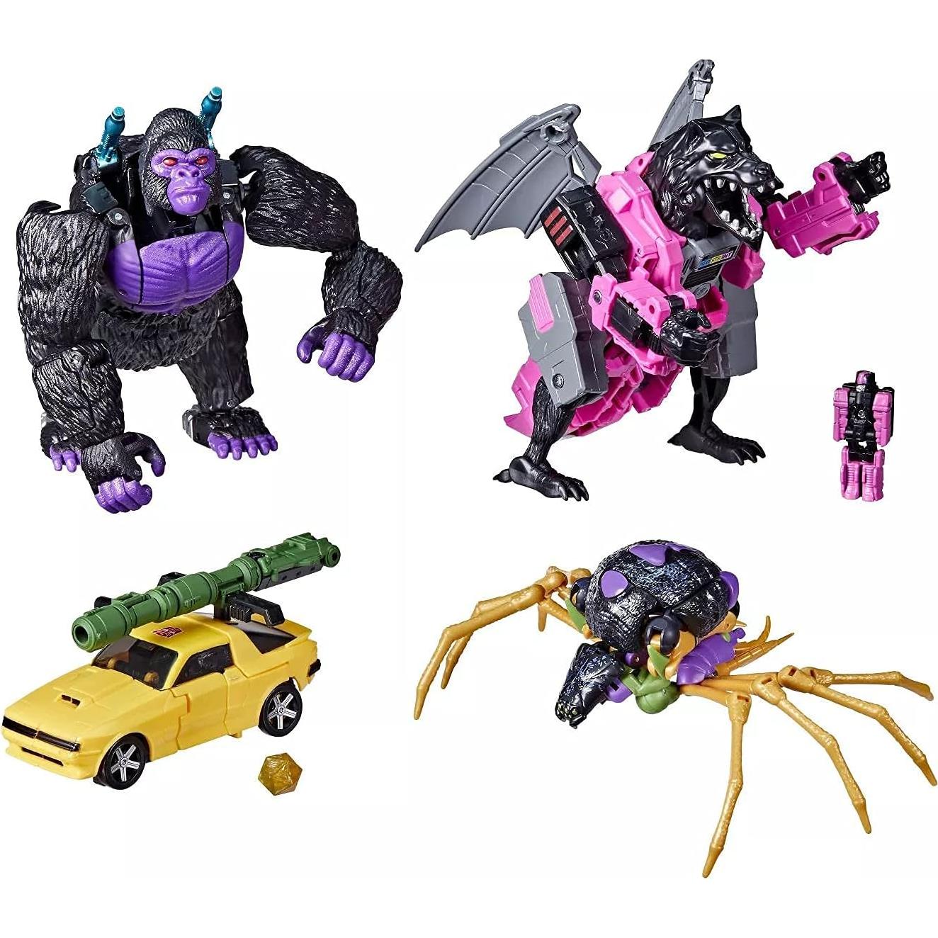 Transformers Buzzworthy Bumblebee 4-Pack Hasbro - Nemesis Primal, Fangry, Bumblebee, Blackarachnia