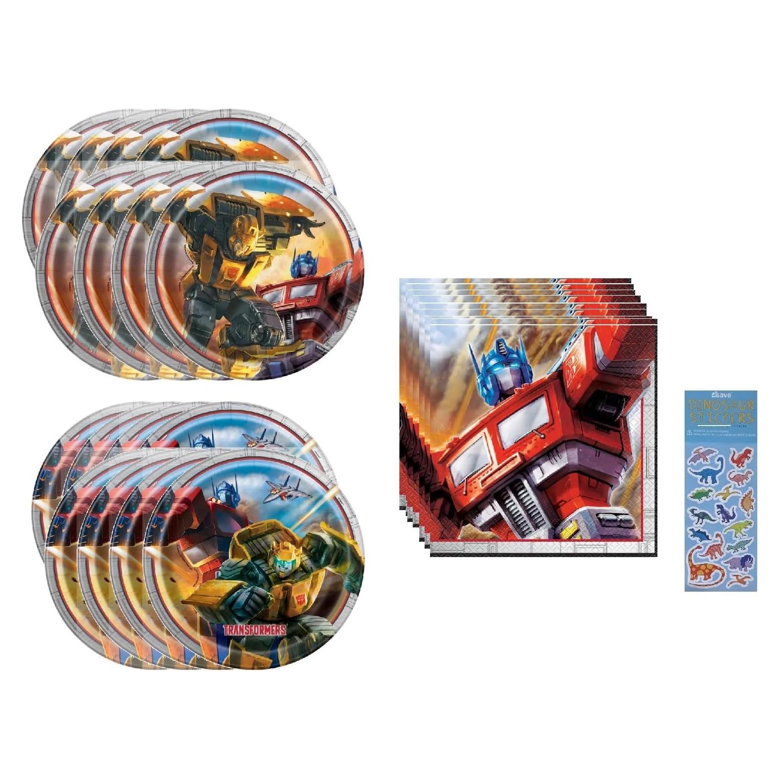Conjunto de Fiesta de Cumpleaños Transformers - 8 Platos y 16 Servilletas