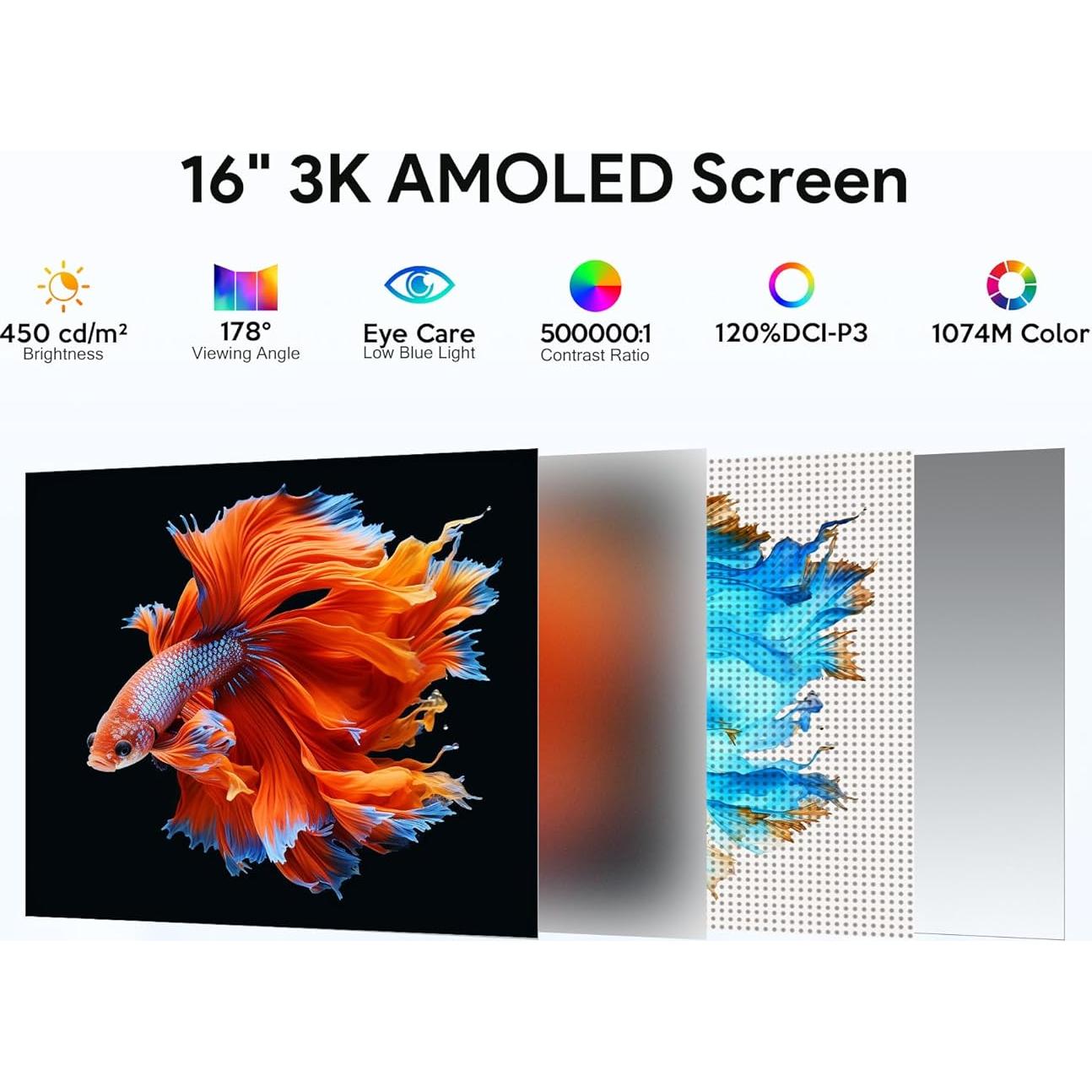 Monitor Portátil OLED MAGEX 16" 3K 2880x1800 120Hz USB-C