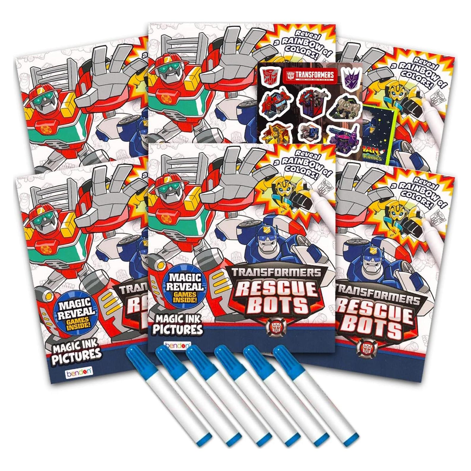 Set de libros para colorear Transformers Rescue Bots - 6 unidades