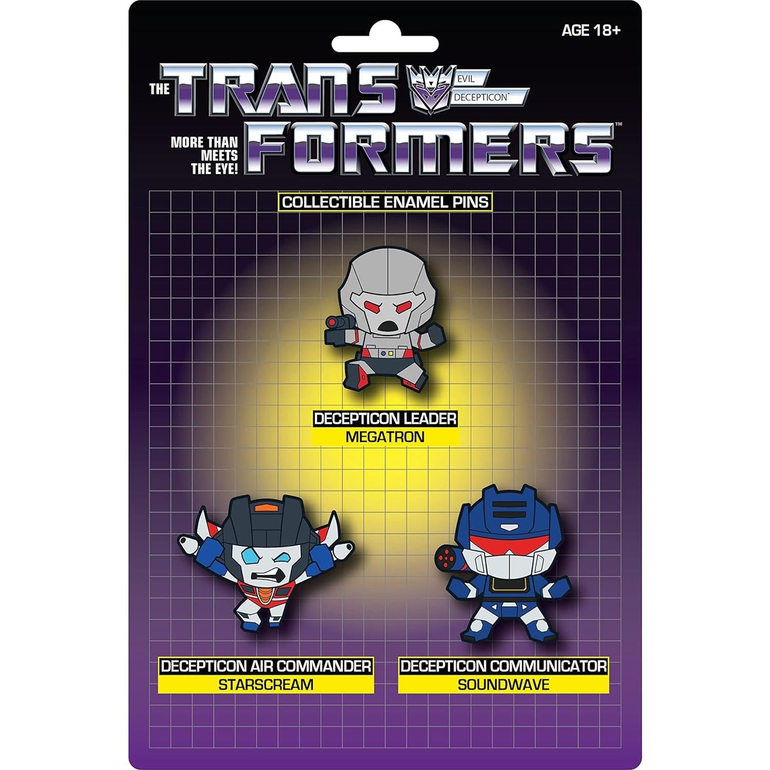 Conjunto de Pines Kawaii Decepticons Icon Heroes - Megatron, Starscream y Soundwave