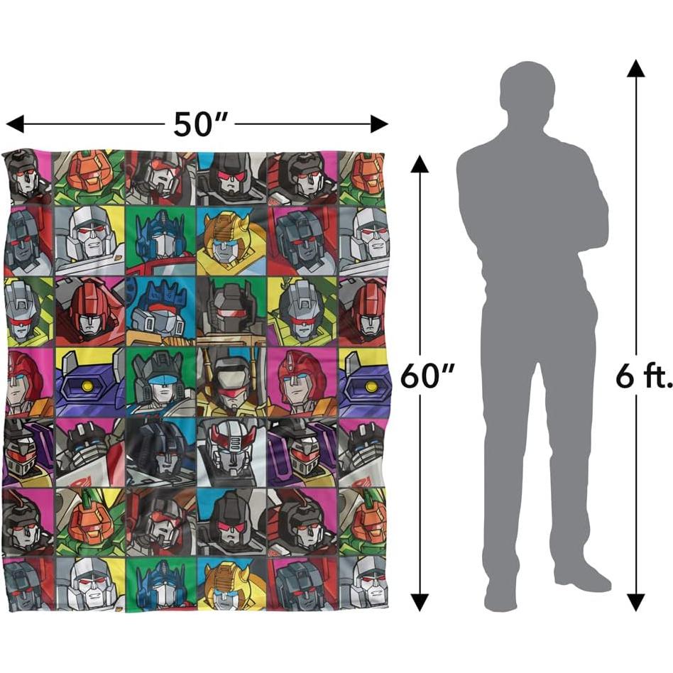 Manta Transformers Squares Toque Sedoso 130x150 cm LOGOVISION