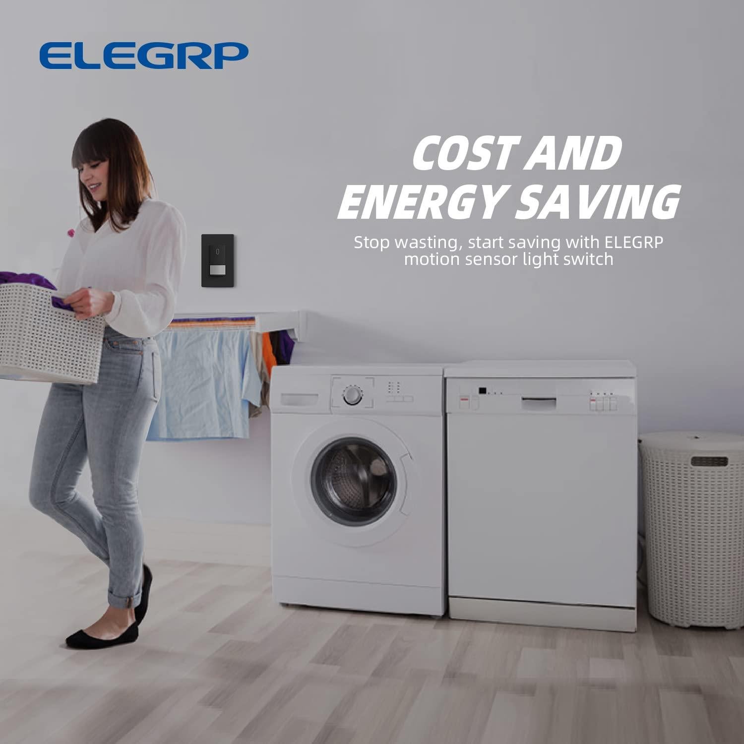 Interruptor de Luz con Sensor de Movimiento ELEGRP, Negro