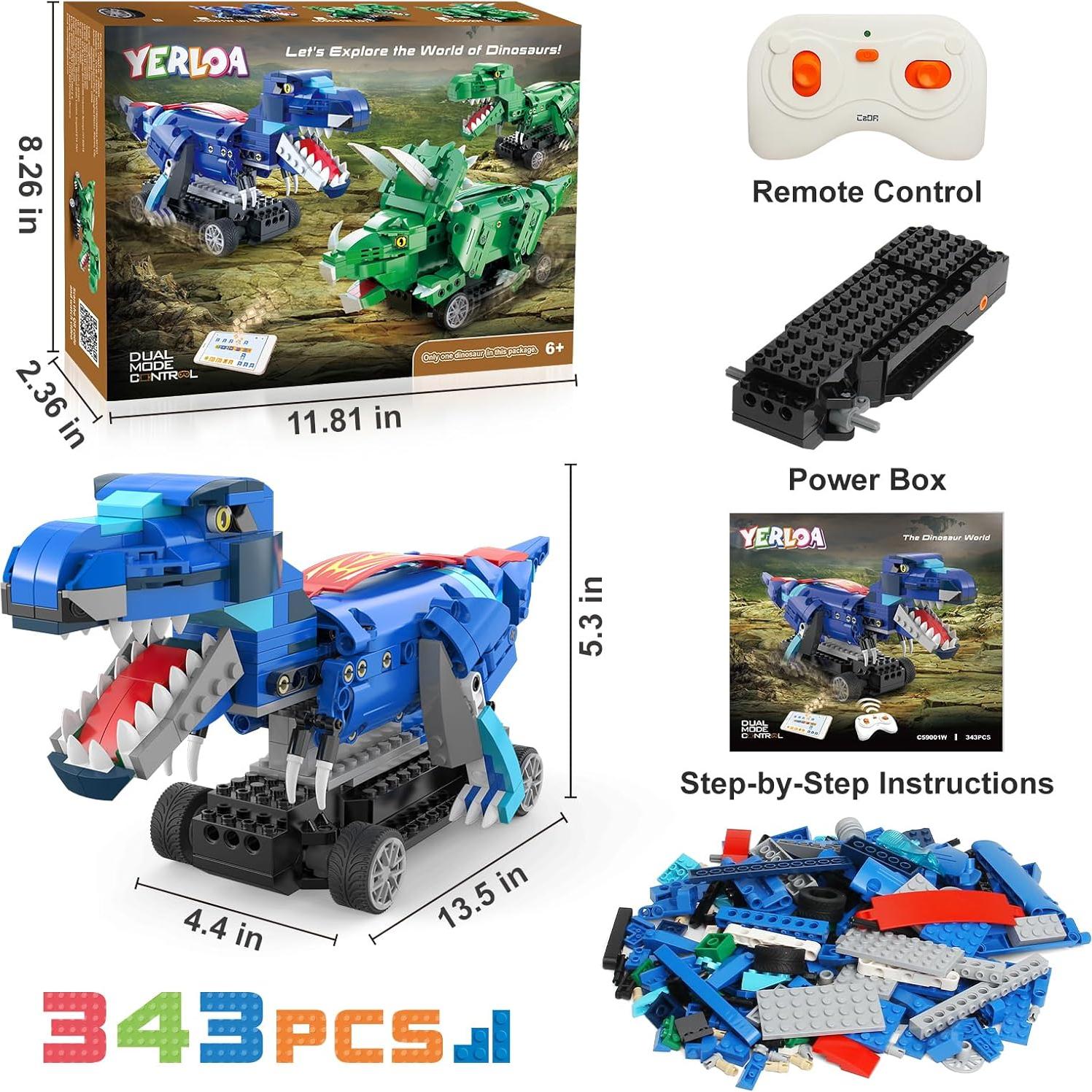 Kit de Construcción de Dinosaurio Yerloa 343 Piezas STEM