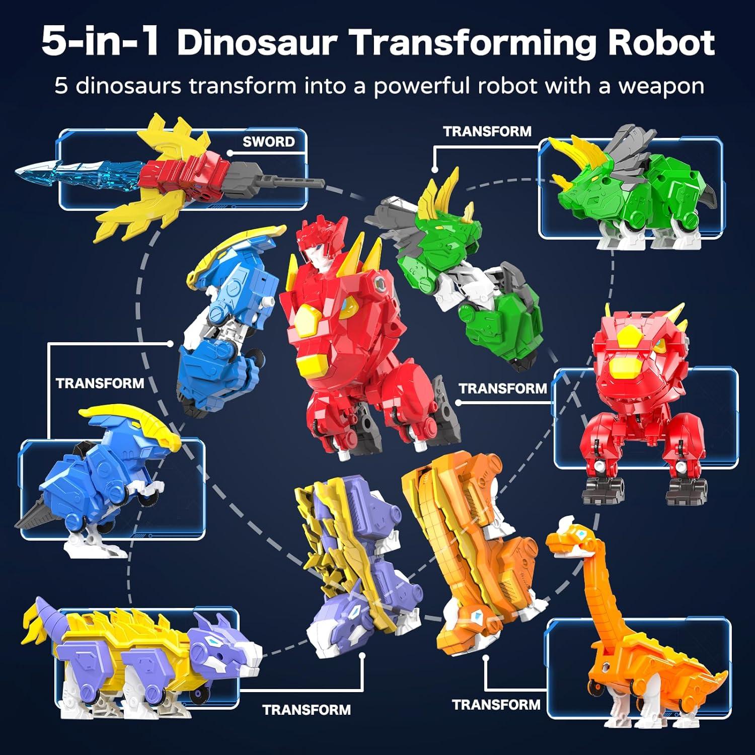 Juguete Robot Transformador Dinosaurio 5-en-1 RISUNTOY