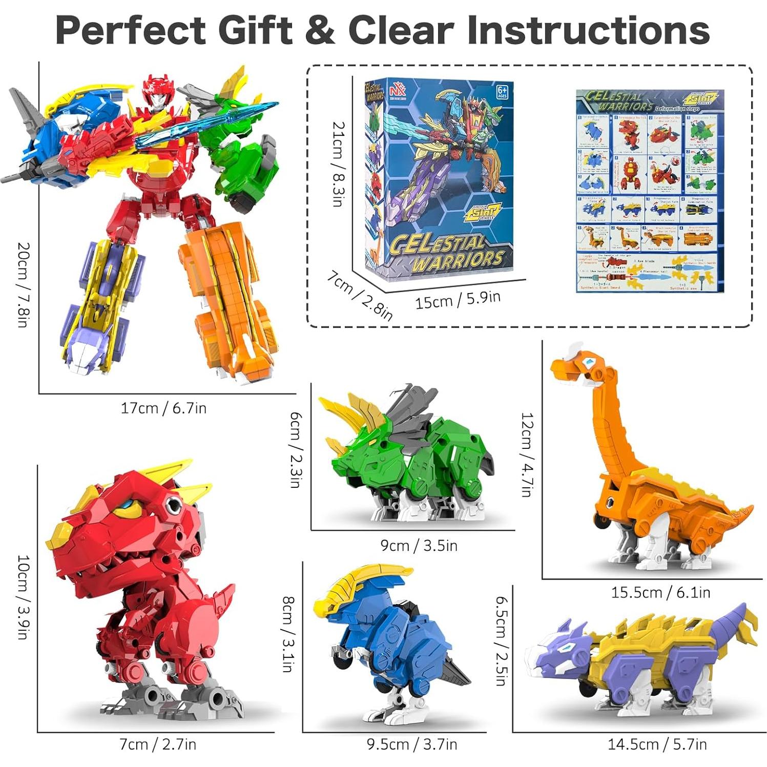 Juguete Robot Transformador Dinosaurio 5-en-1 RISUNTOY