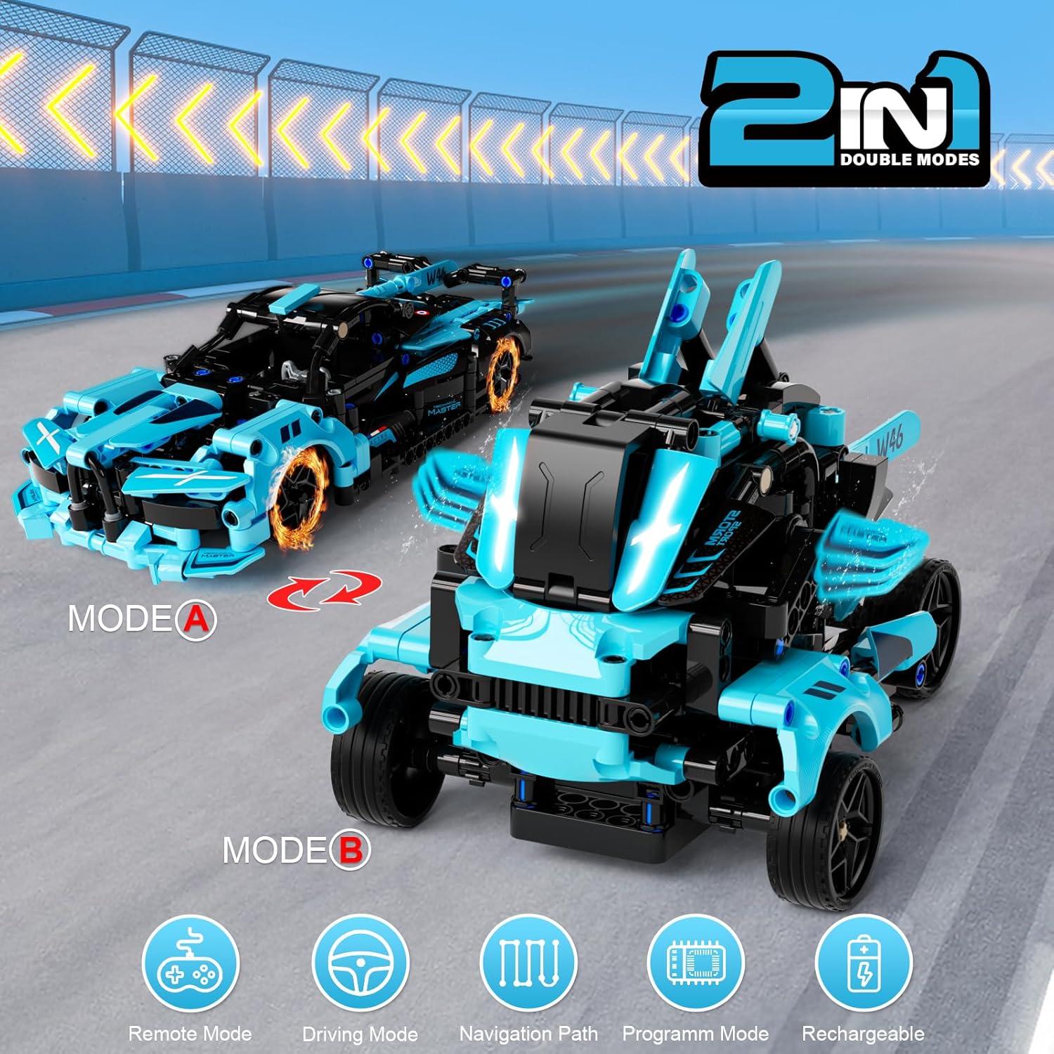 Kit de Construcción Coche Control Remoto 28°C 466 Piezas Azul