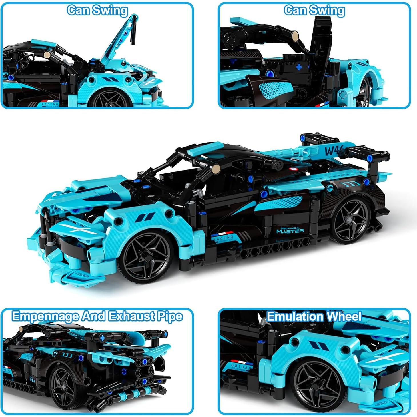 Kit de Construcción Coche Control Remoto 28°C 466 Piezas Azul