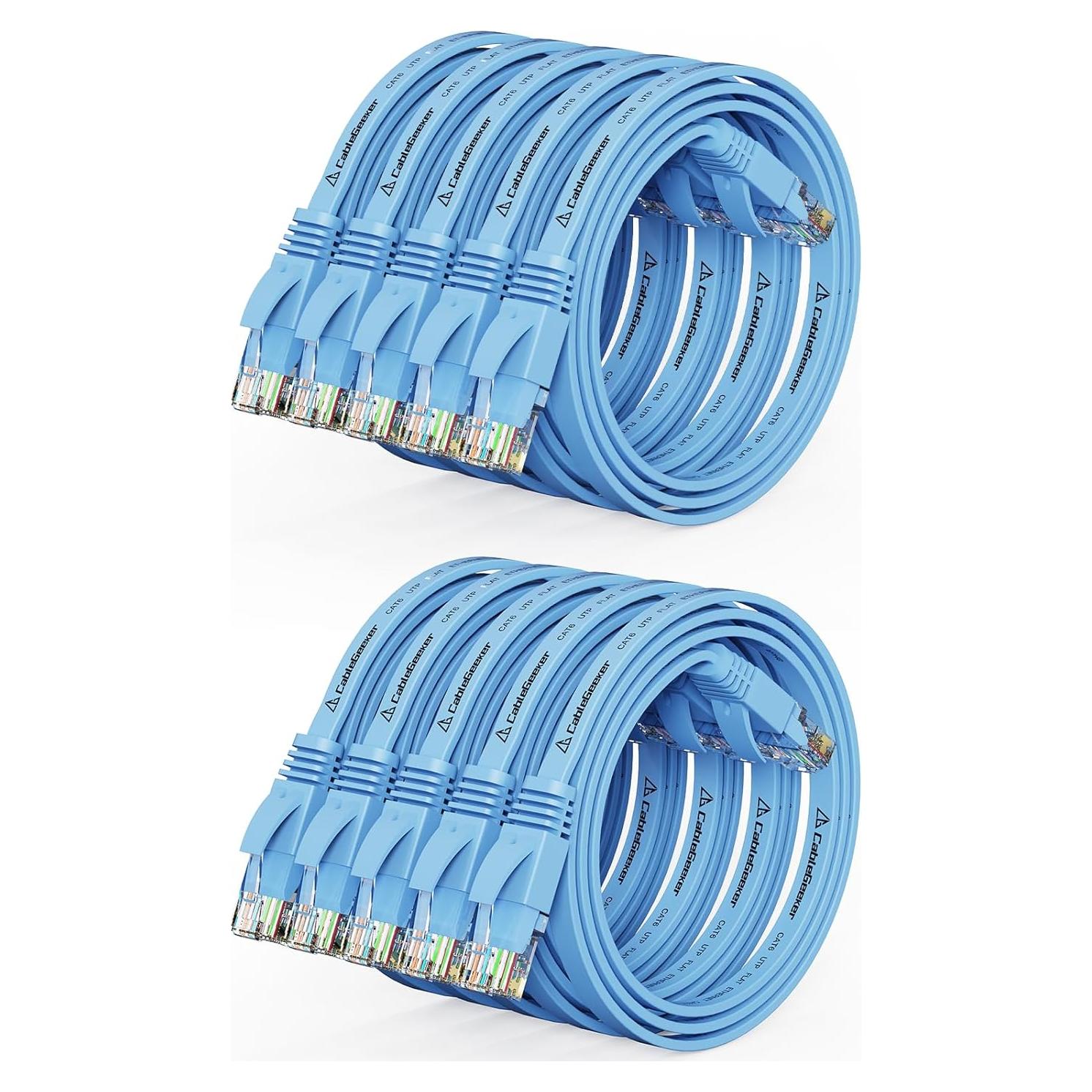 Cable Ethernet Cat6 Plano Azul 0.30m - 10 Paquete CableGeeker