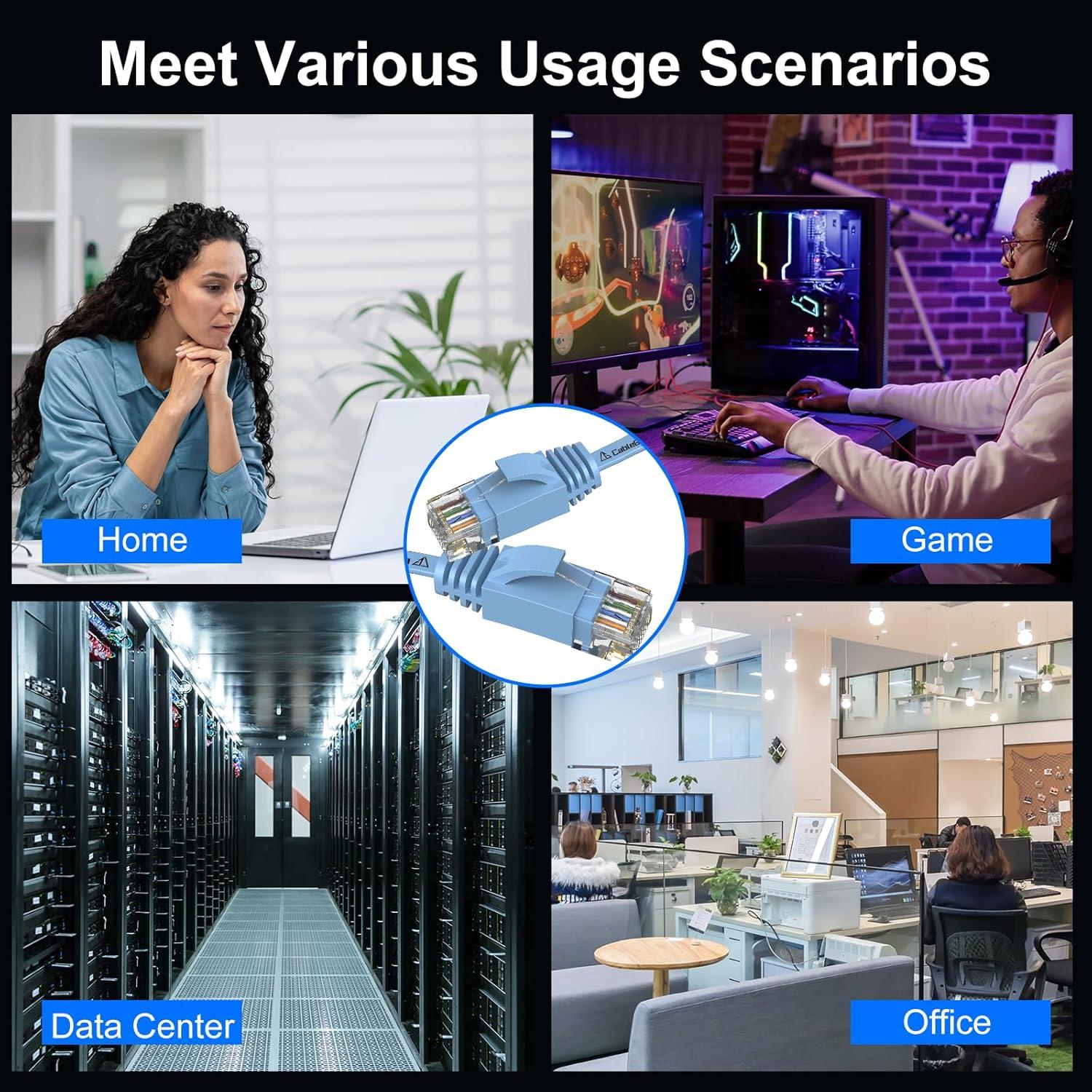 Cable Ethernet Cat6 Plano Azul 0.30m - 10 Paquete CableGeeker