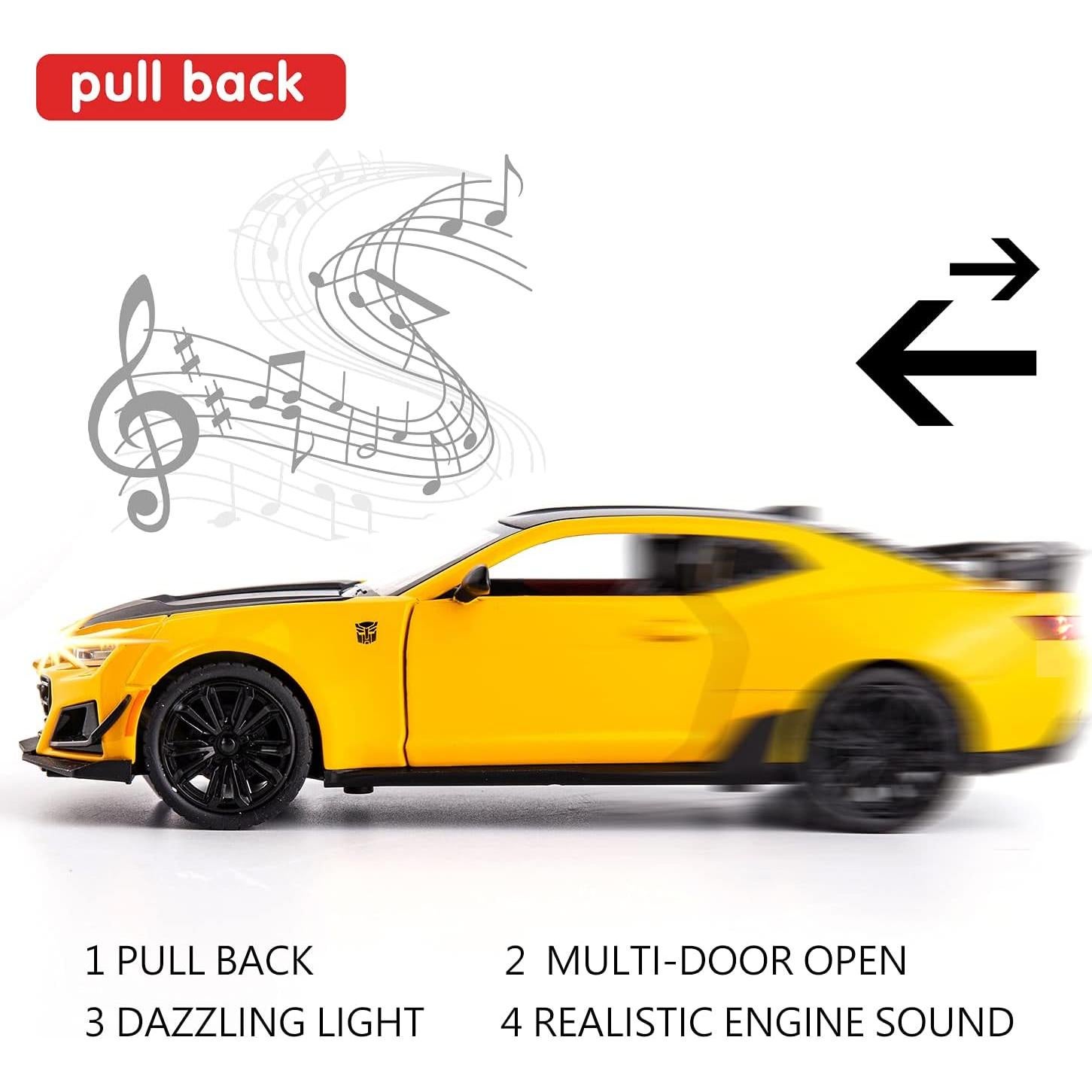 Coche de Juguete Camaro Bumblebee BDTCTK 1/24 con Sonido y Luz