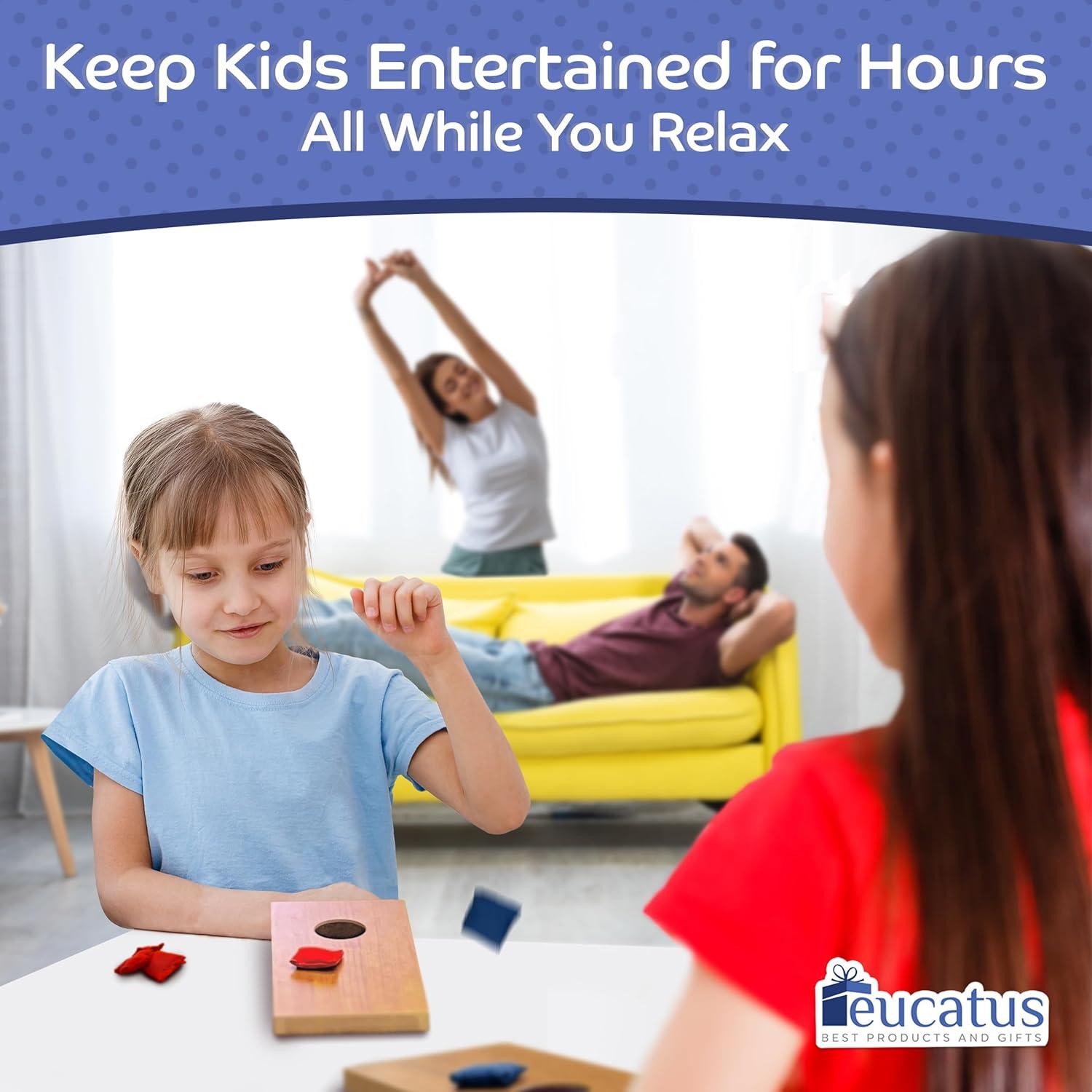 Juego de Cornhole Mini EUCATUS 2 Tableros y 8 Bolsas