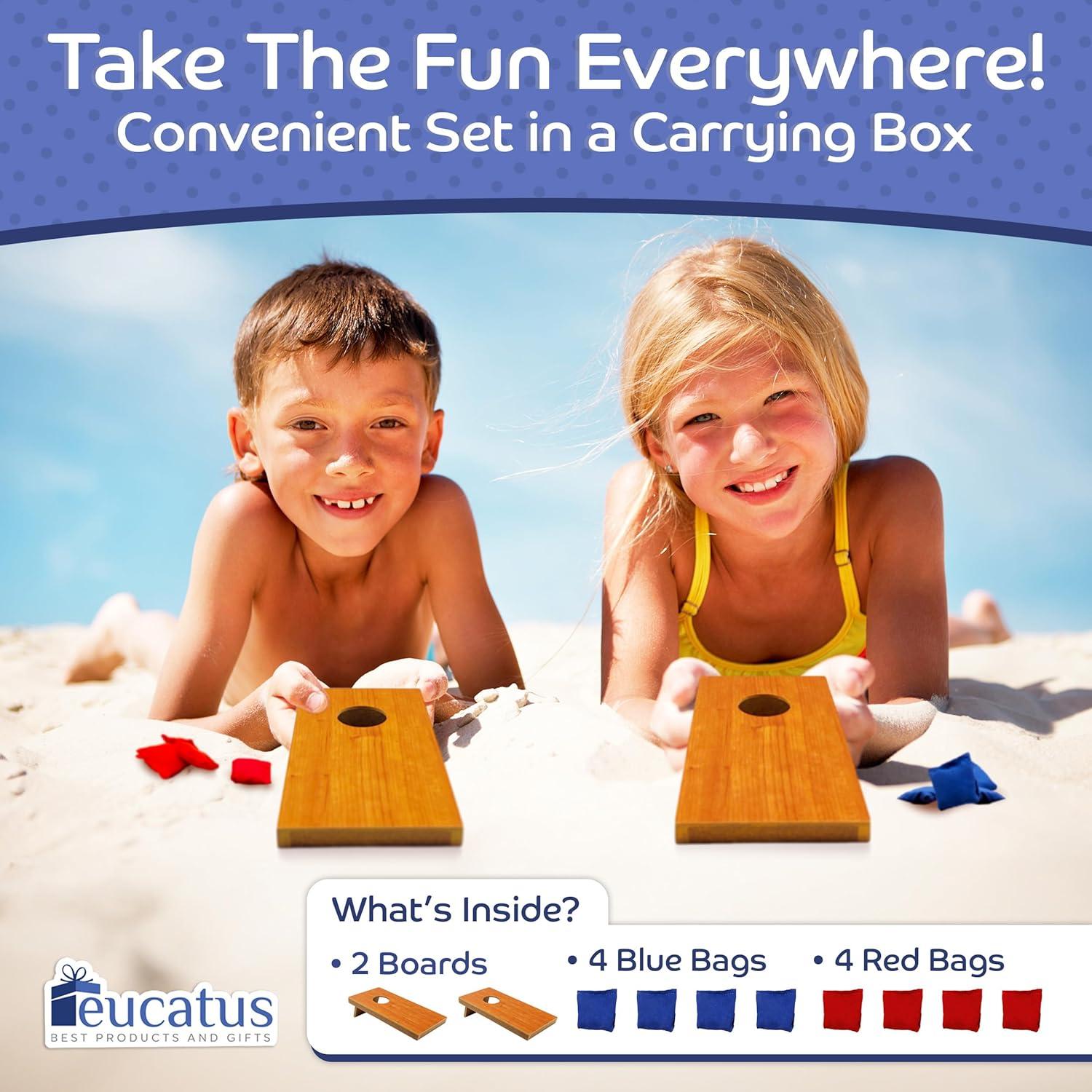 Juego de Cornhole Mini EUCATUS 2 Tableros y 8 Bolsas