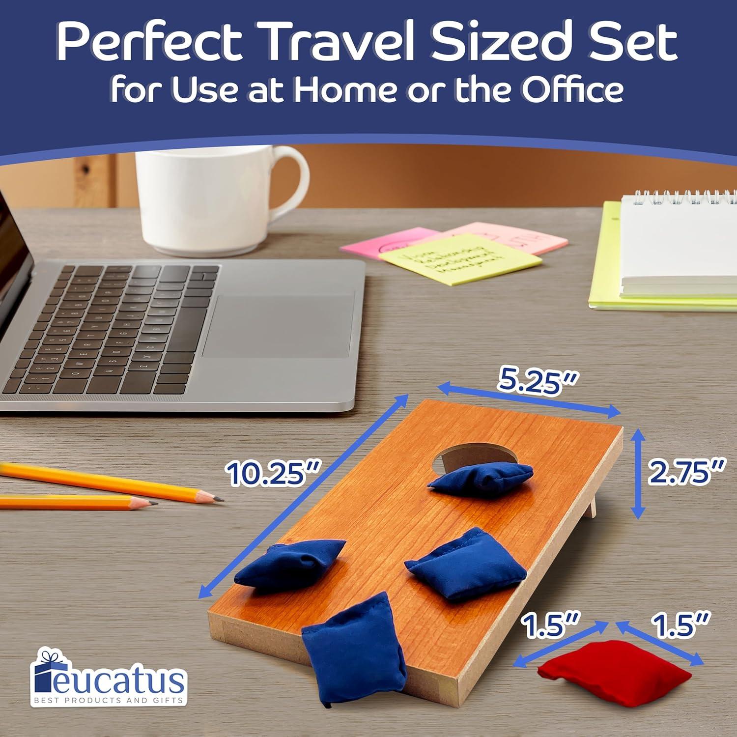 Conjunto de Cornhole de Escritorio Eucatus - 2 Tableros y 8 Bolsas