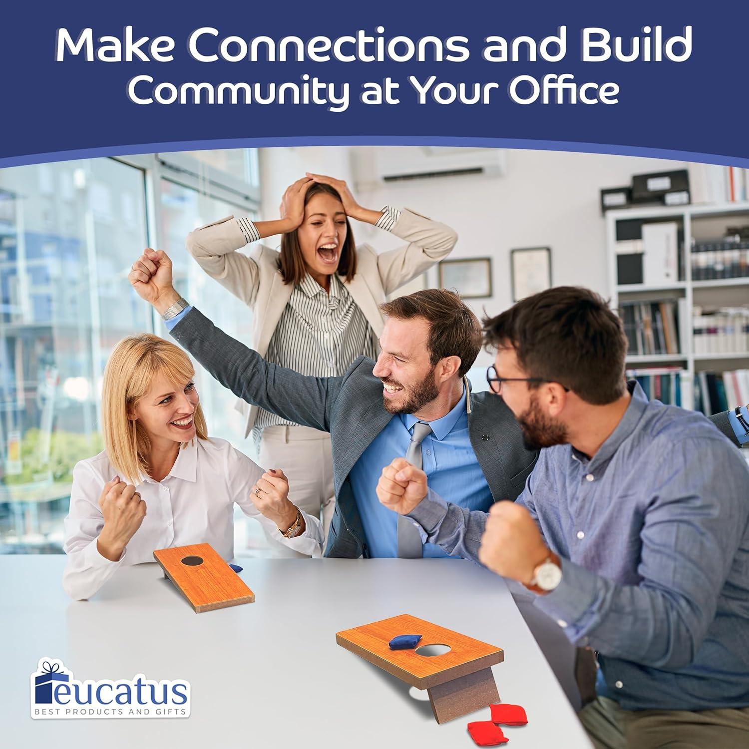 Conjunto de Cornhole de Escritorio Eucatus - 2 Tableros y 8 Bolsas