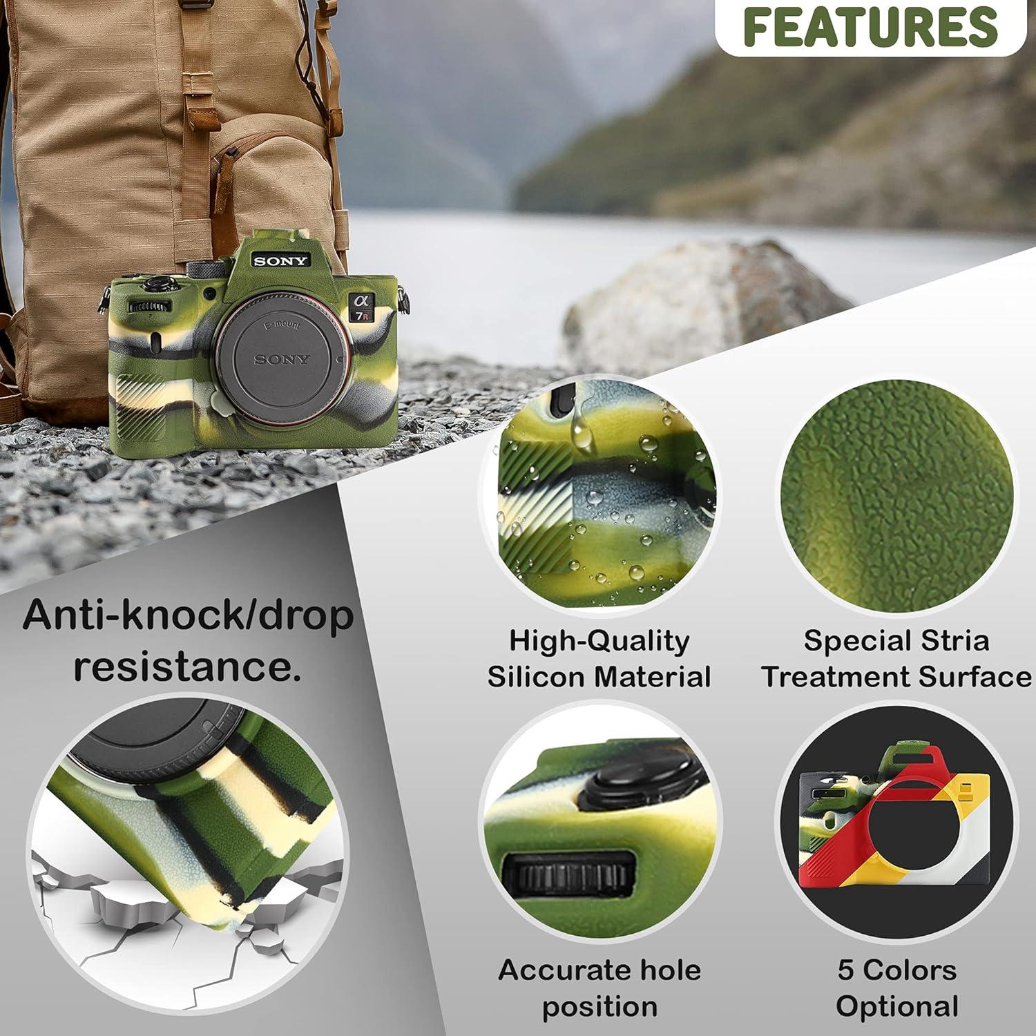 Funda de Silicona STSEETOP para Cámara Sony A7RIV A7R4 Verde Militar